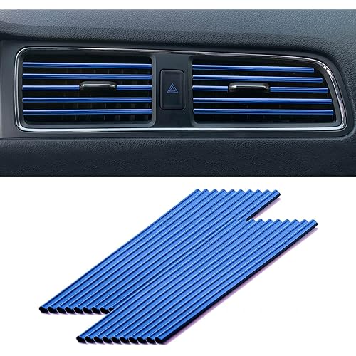 LivTee 20 Pieces Car Air Conditioner Decoration Strip for Vent Outlet, Universal Waterproof Bendable Air Vent Outlet Trim Decoration, Car Interior Accessories (Blue)