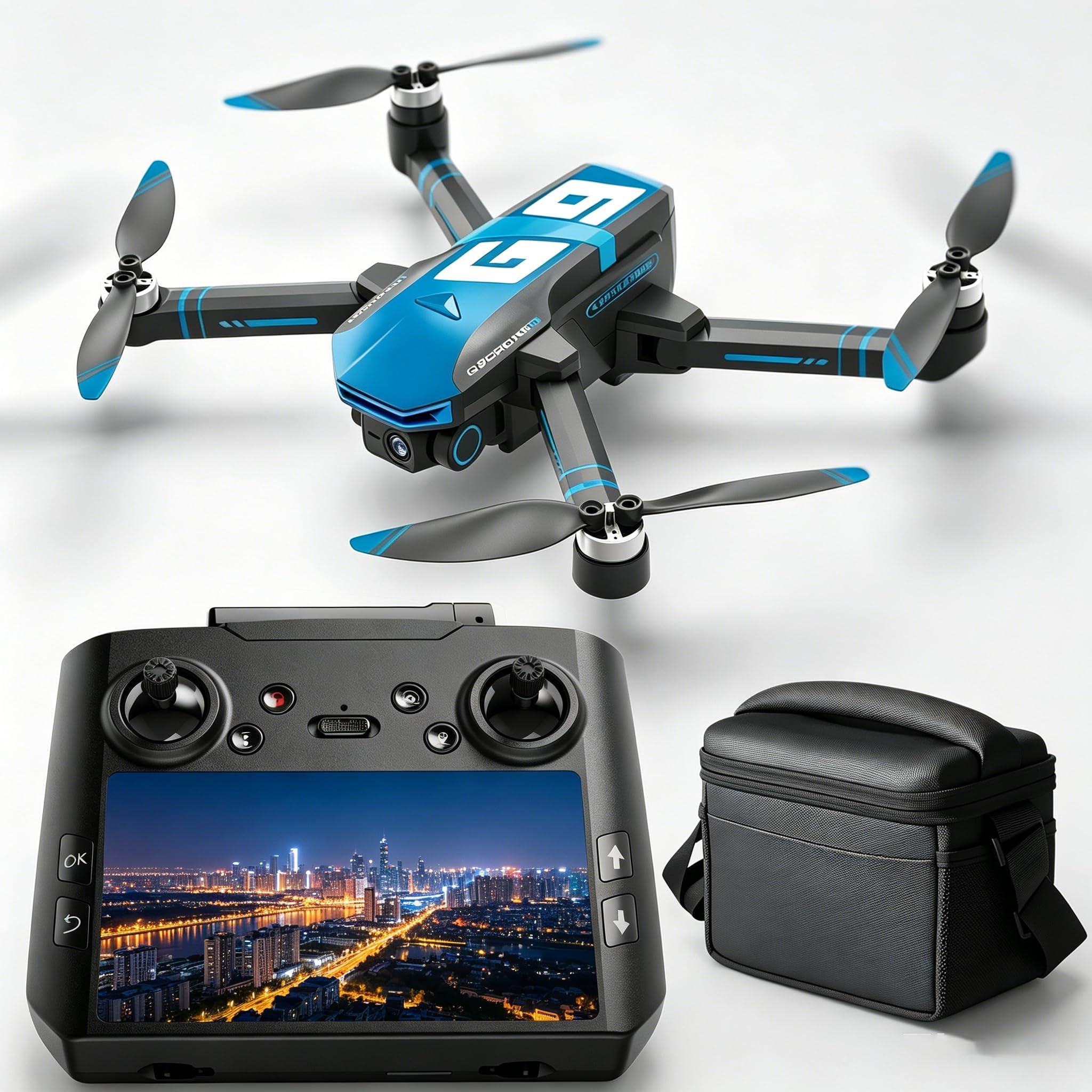 Drohne mit Kamera HD, Faltbare Mini Drohne mit kameraür Anfänger, Brushless Motor,Optische Flusspositionierung（Grau~Blau）