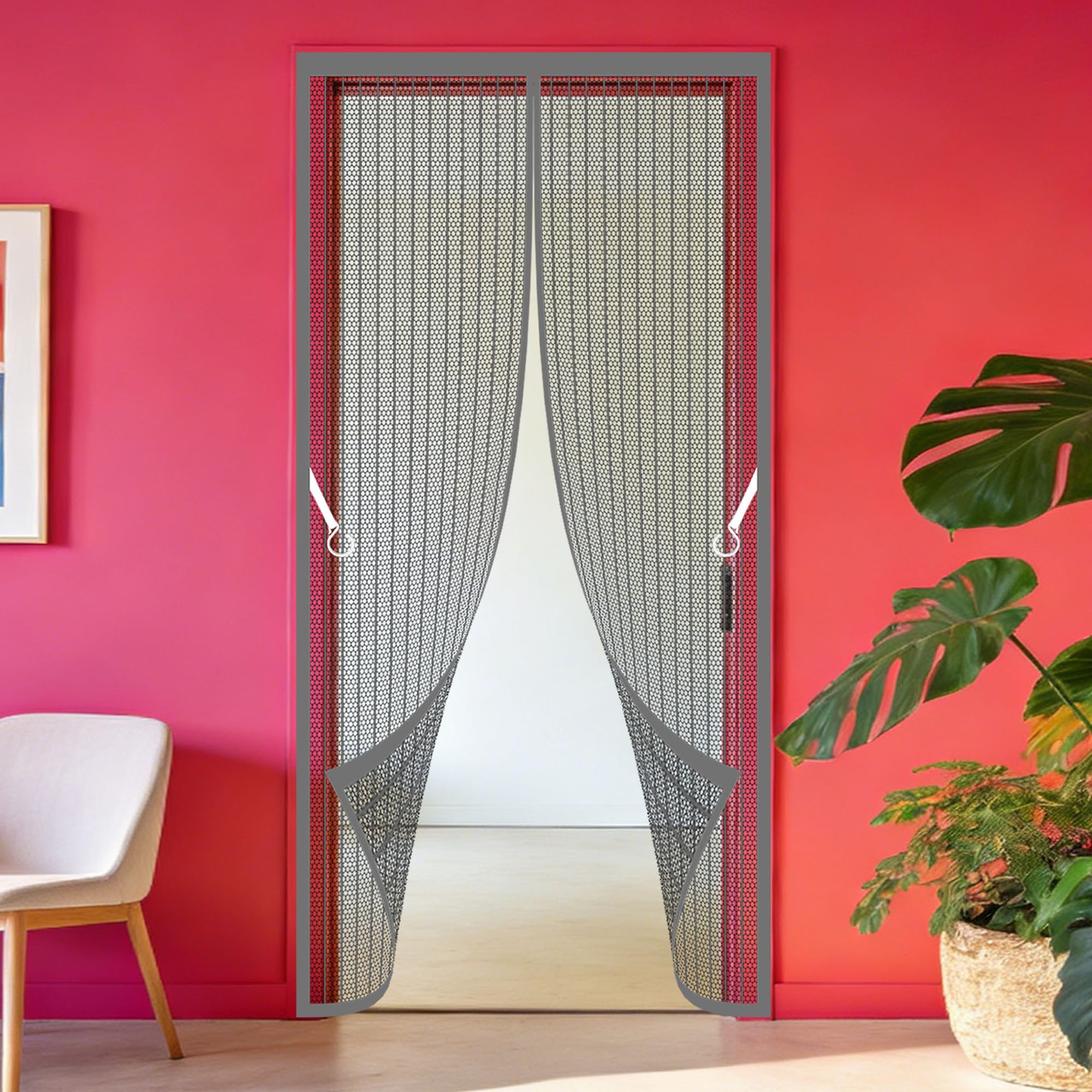 Magnetic Fly Insect Screen Door 89 x 229 cm Hundreds of Sizes Fly Nets for Doors Keep Fresh Air in Bugs Out Suitable for Patio Room Balcony Bedroom, Grey