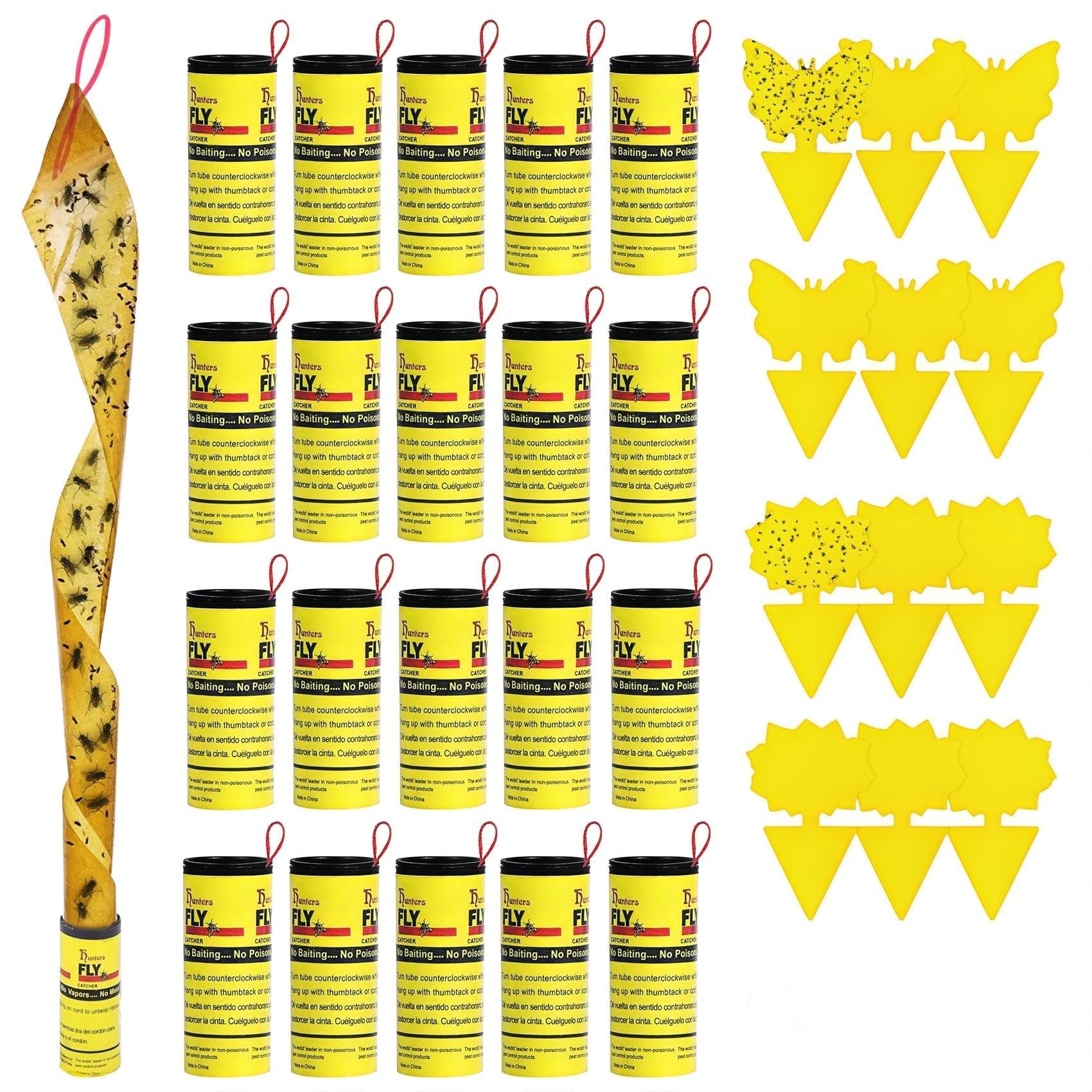 32 Stück Fruchtfliegenfalle Fliegenfalle Klebefalle Fliegenfänger Klebestreifen Gelbsticker Trauermücken Obstfliegenfalle Innenbereich draußen Gelbtafeln Mückenfalle