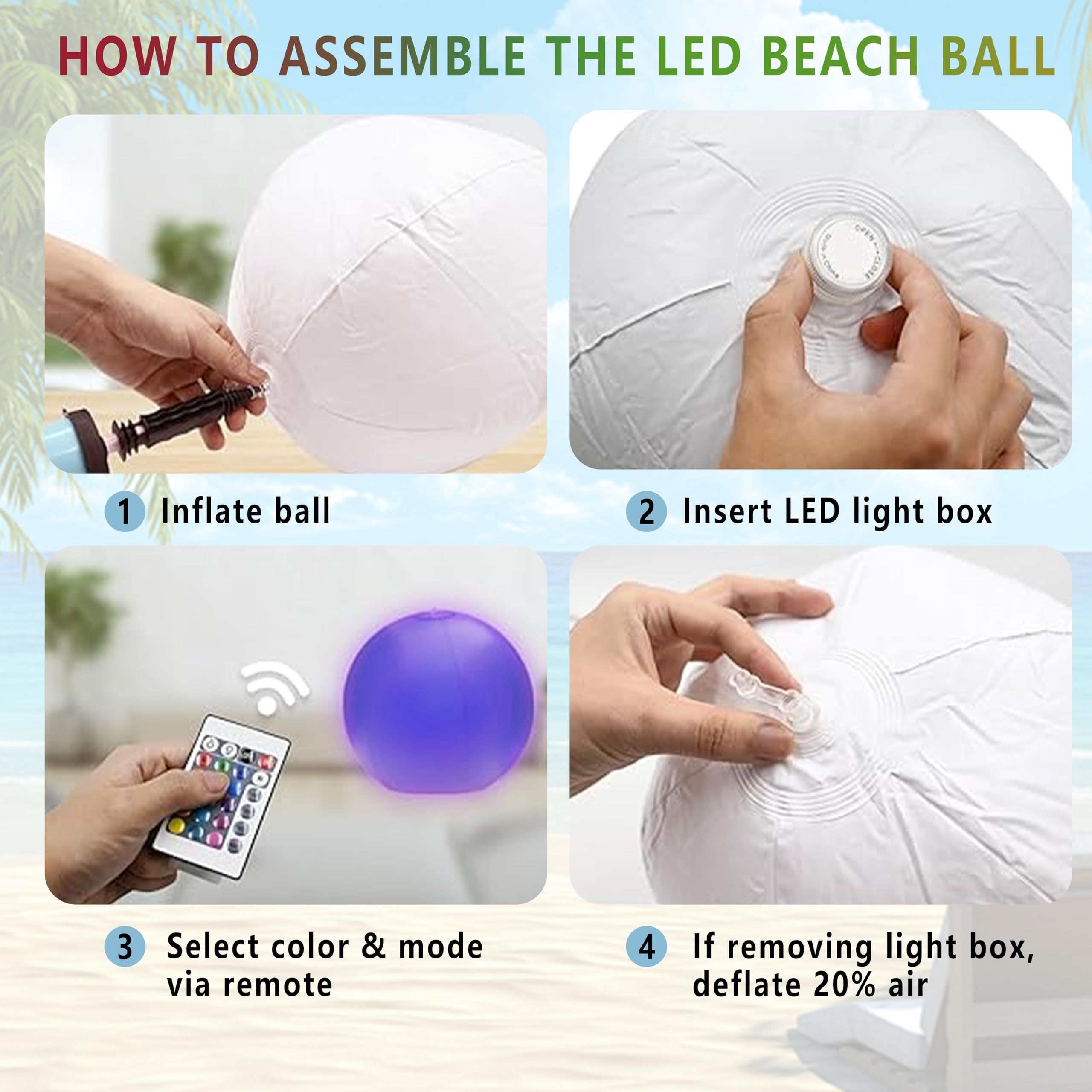 Luces Flotantes con Control Remoto, Pelotas de Playas Led de 16 Colores, Luz de Piscina Led, Luces Flotantes para Piscina para Fiestas en La Piscina, Playa y Jardín (Pelota 40cm-1)