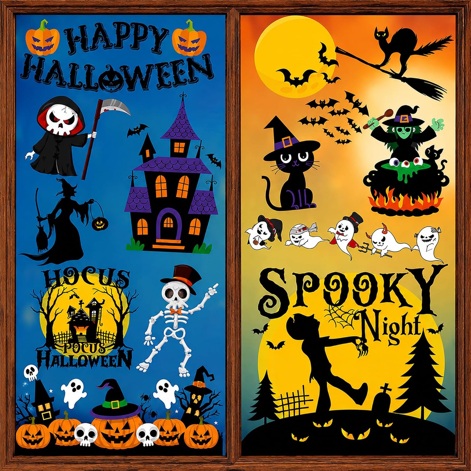 Halloween Party Decorations - Reusable Window Clings for Halloween Decorations Indoor Outdoor | Pumpkin Ghost Static Window Decor Stickers for Office Party Favors Supplies Crafts Gifts Toys for Kids