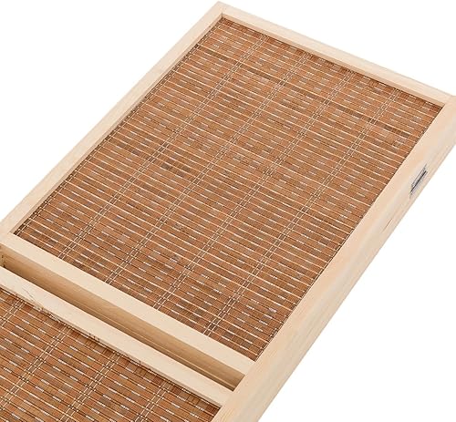 Miniatura 4 de THY COLLECTIBLES Marco de madera independiente tejido de bambú, 4 paneles con bisagras, panel de privacidad con 2 estantes de exhibición, divisor de