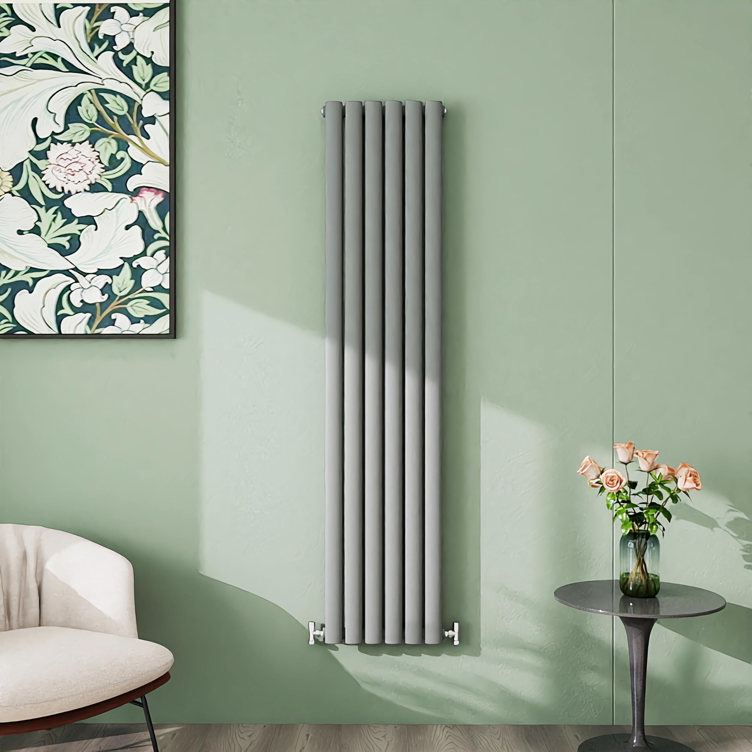Simple Bathroom 1600×354mm Anthracite Radiator Vertical Double Oval Column Designer Central Heating Rad for Bathroom/Kitchen/Living Room