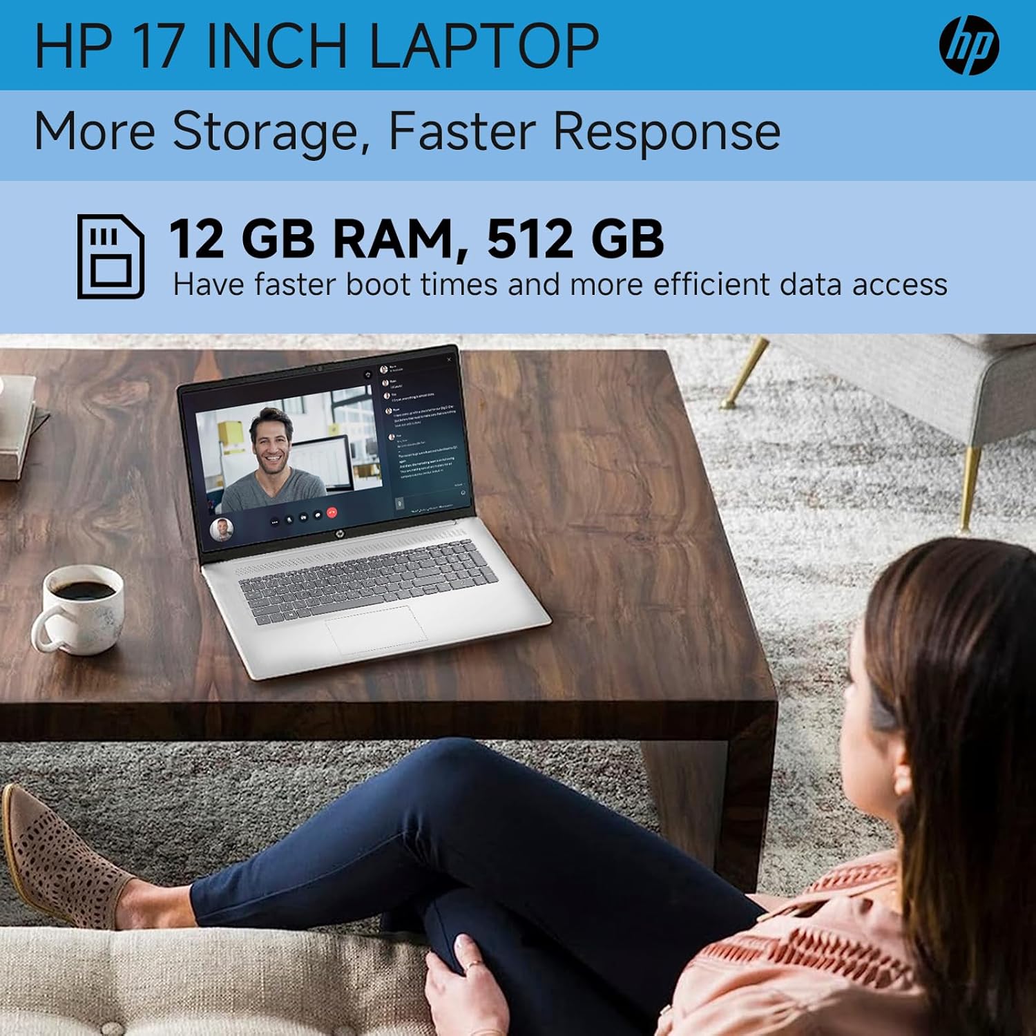 HP 17 Inch Laptop Computer, 17.3" HD+ Display, Intel i5-1334U (10 Cores, Up to 4.6 GHz), 12 GB RAM, 512 GB SSD, Backlit Keyboard, Fingerprint Reader, Wi-Fi 6, Windows 11 Pro for Business & Students