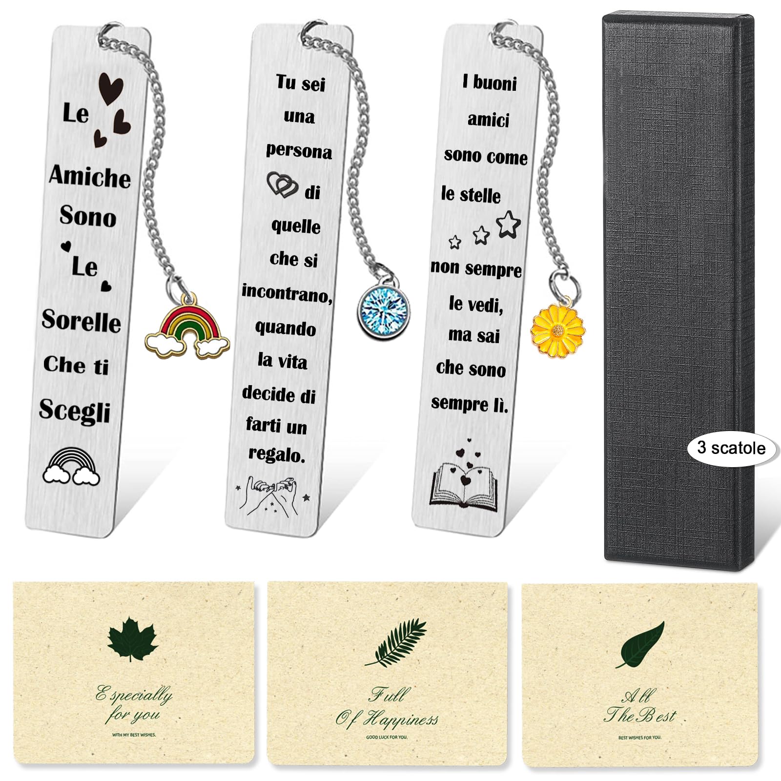 Segnalibri In Legno Albero Del Sole - Set Da 4, Regalo Compleanno Per Amiche, Personalizzati E Eleganti - Foto 11