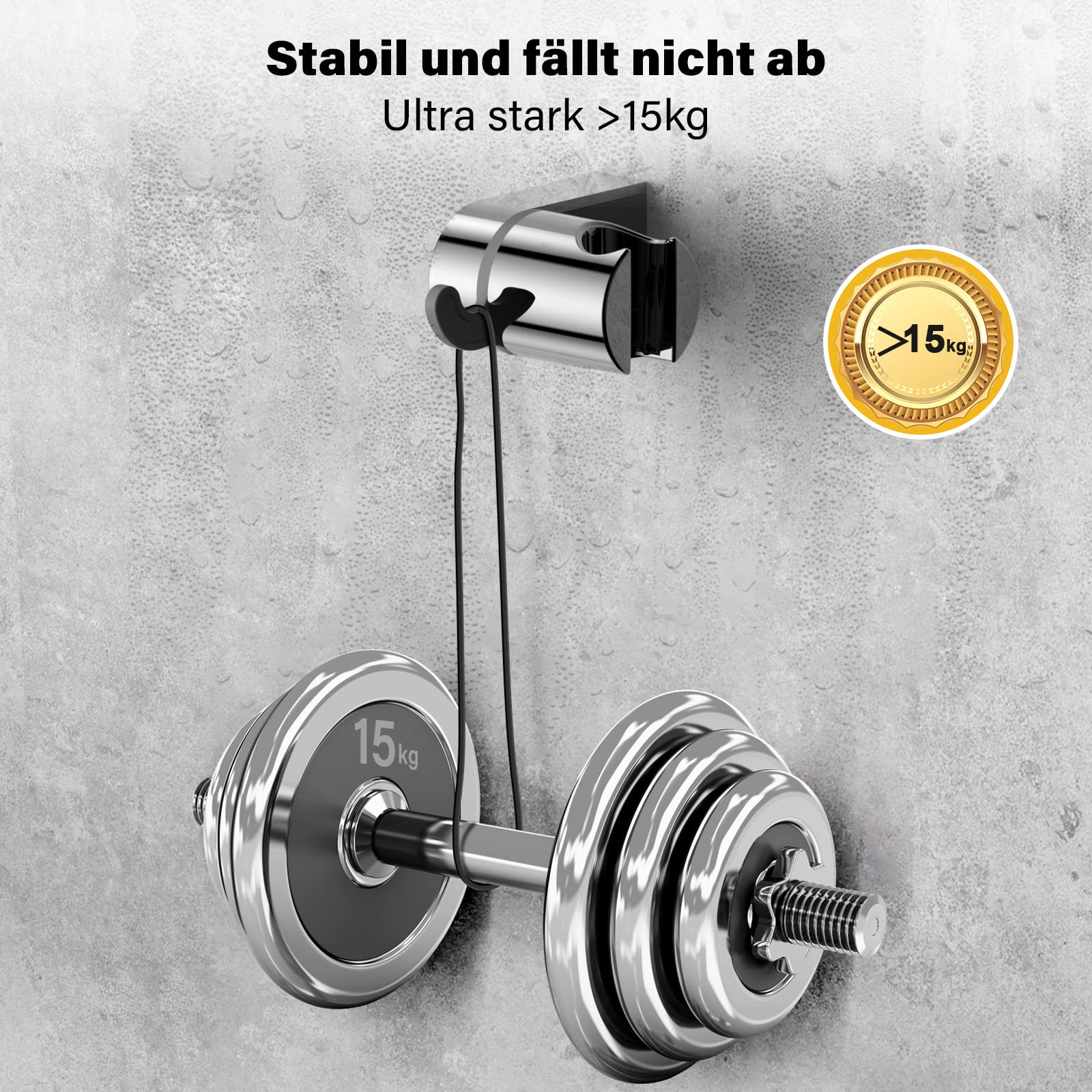 YEAUPE Shower Head Holder, Chrome ABS Plastic, Silver, Wall Mount, Compatible with Most Shower Hoses - Image 4