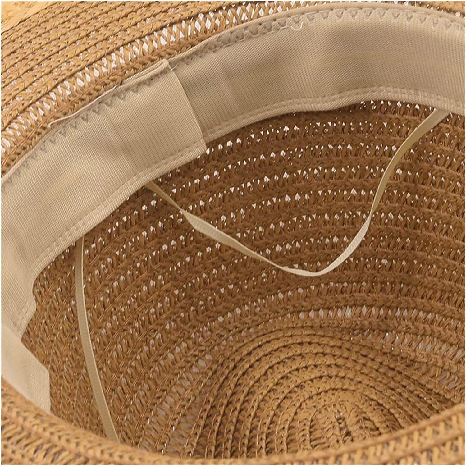 Cappello da Viaggio Cappelli Estivi Cappello di Paglia Panama da Donna Fedora Beach Vacation Sole A Tesa Larga per Vacanze Estive