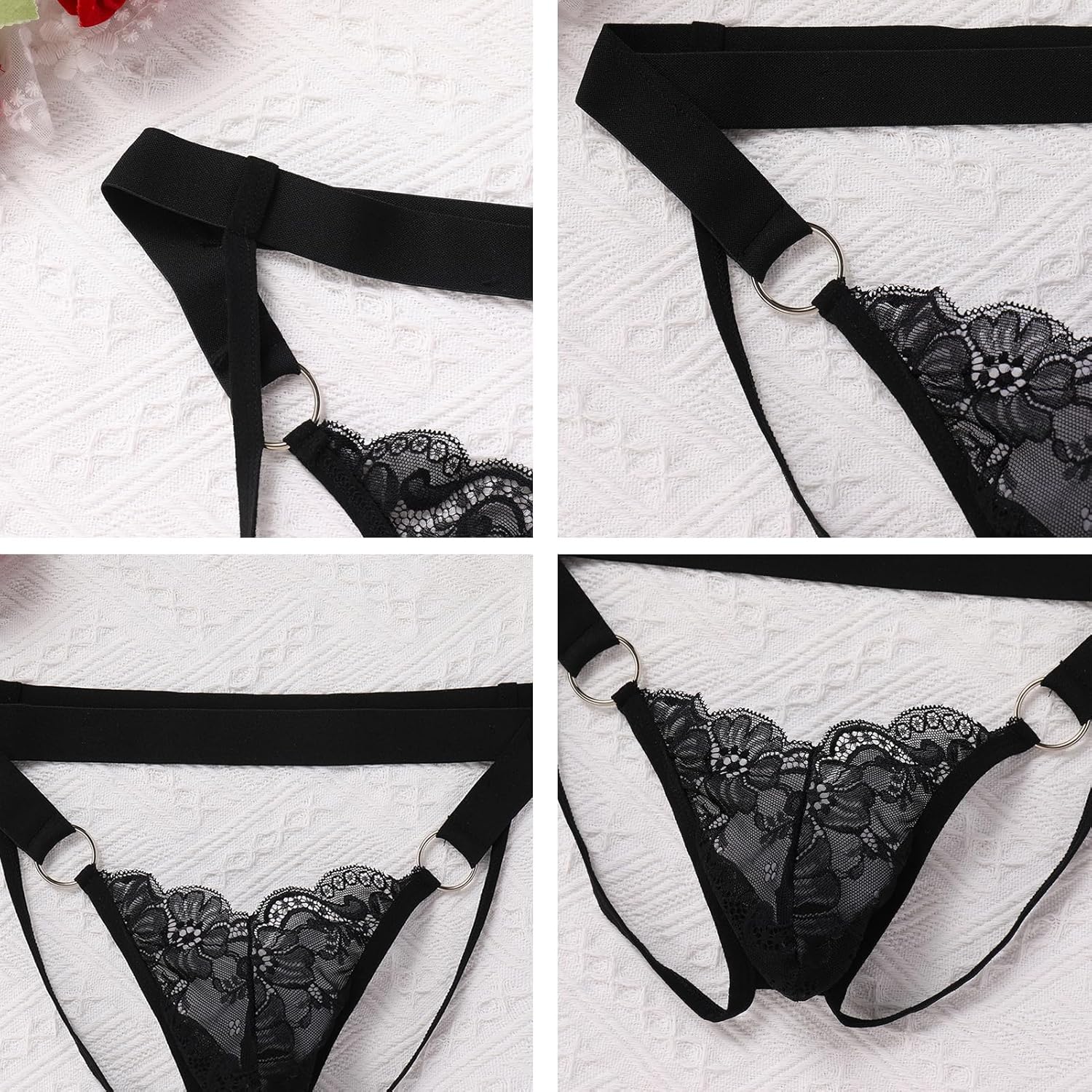 ABAFIP Men's Lace Thong Underwear Low Waist Sissy Pouch G-String Panties Crossdressing Lingerie - Image 6