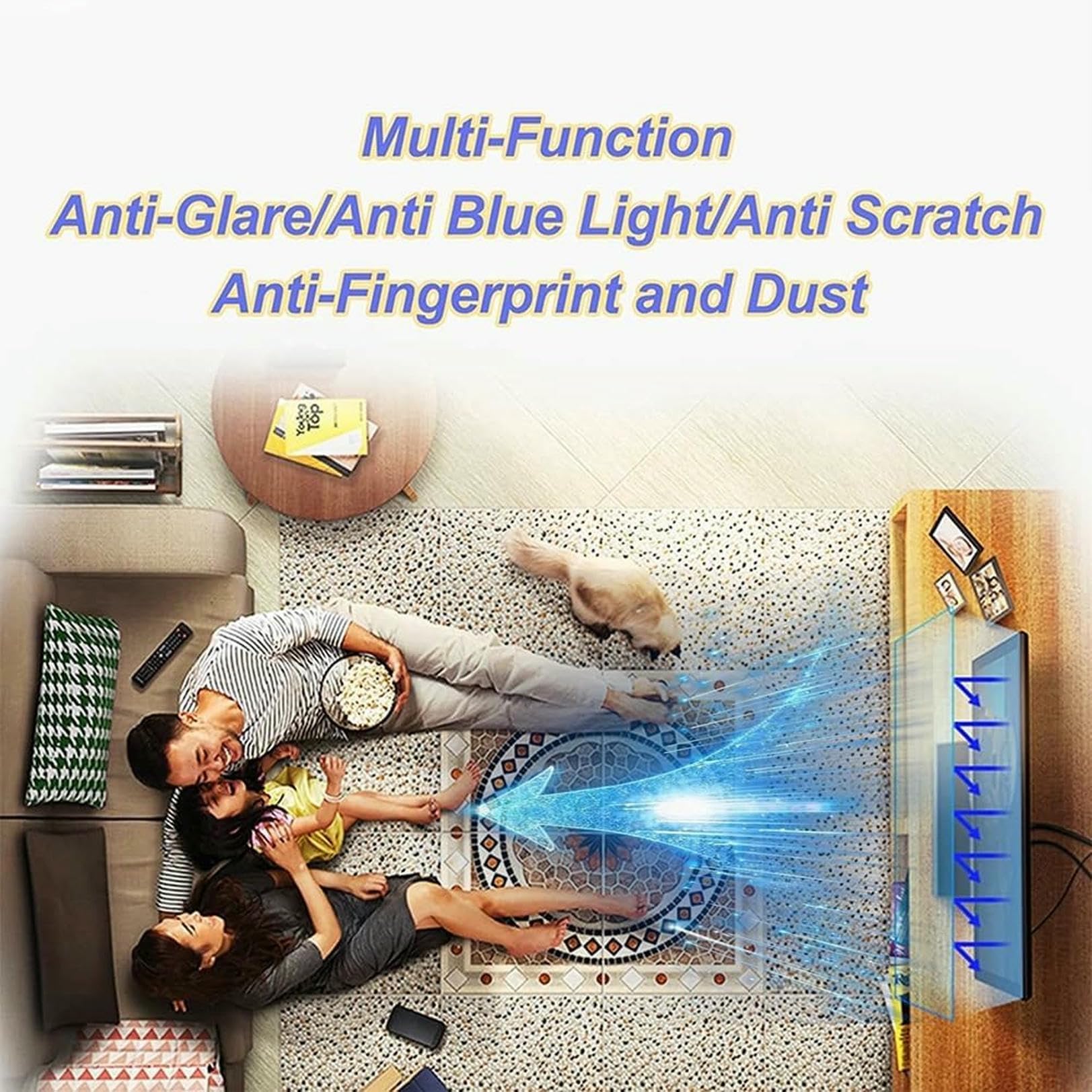Proteggi Schermo TV con Filtro Opaco Antiriflesso, Pellicola Protettiva Anti Luce Blu/AntiGraffio per Monitor TV da 55 Pollici per Interni/Esterni~/