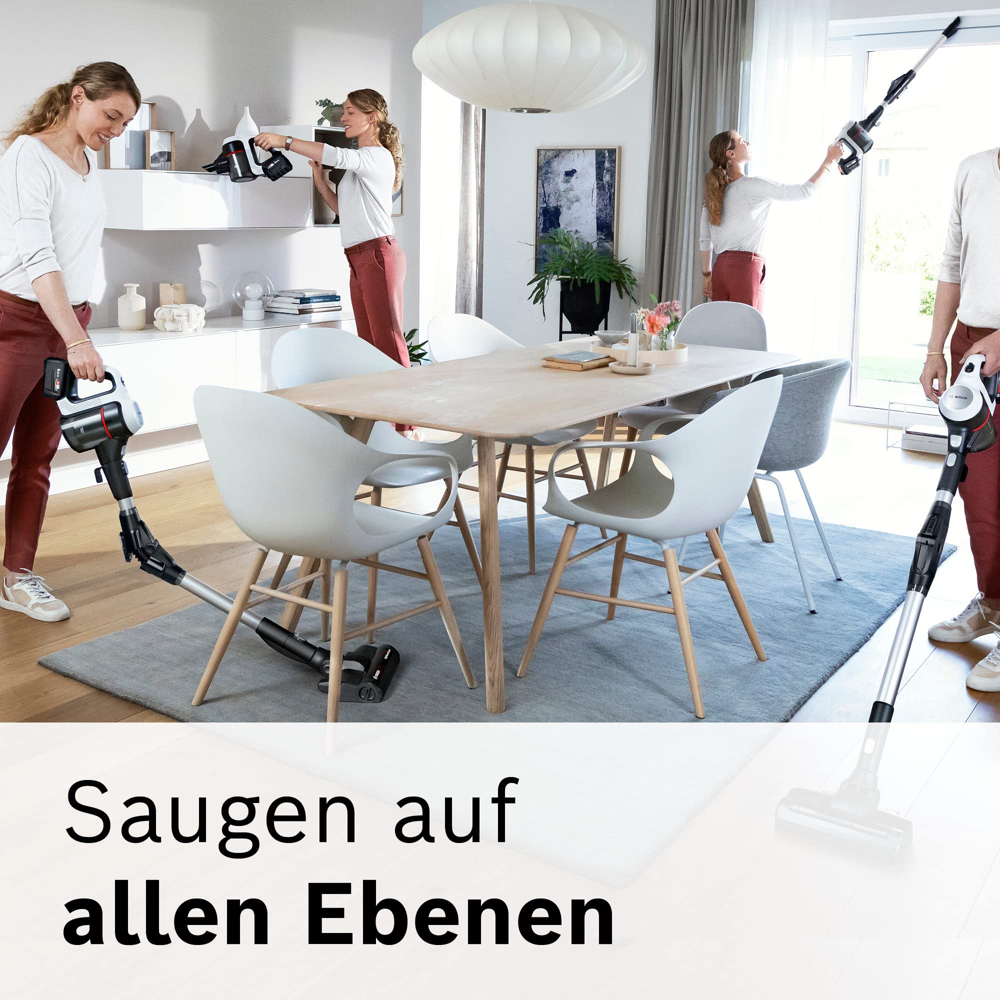 Bosch Akku-Staubsauger Unlimited 7 BSS715CARP, kabellos, Knickrohr, Hygiene-Filter, 10 Jahre Motorgarantie, 5.0 Ah Akku, Schnellladegerät, XXL-Polsterdüse, Turbostufe, Made in Germany, weiß