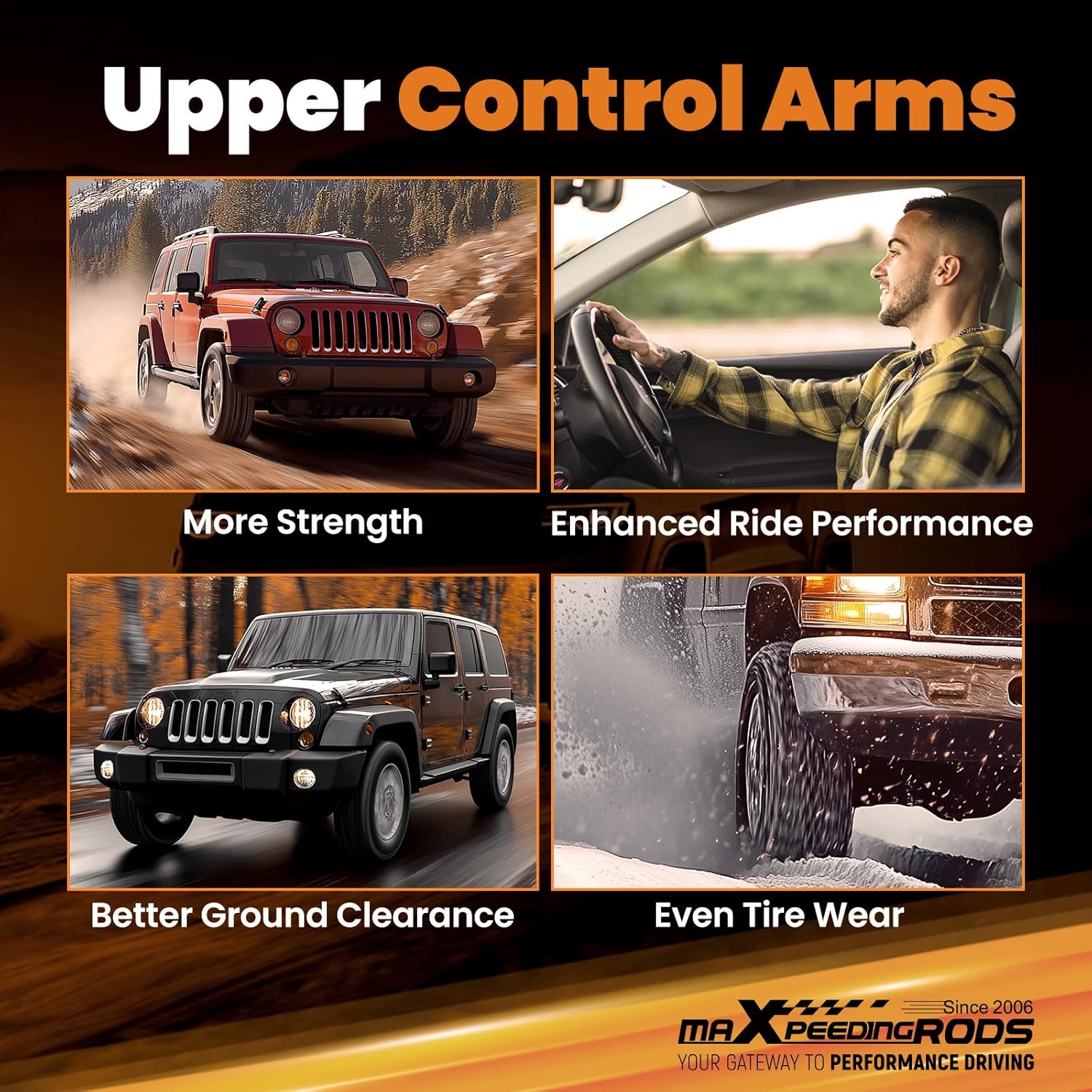 maXpeedingrods for 1-4" Lift Front Upper Control Arms for Jeep Liberty Dodge Nitro 2007-2012, Adjustable Suspension Control Arms
