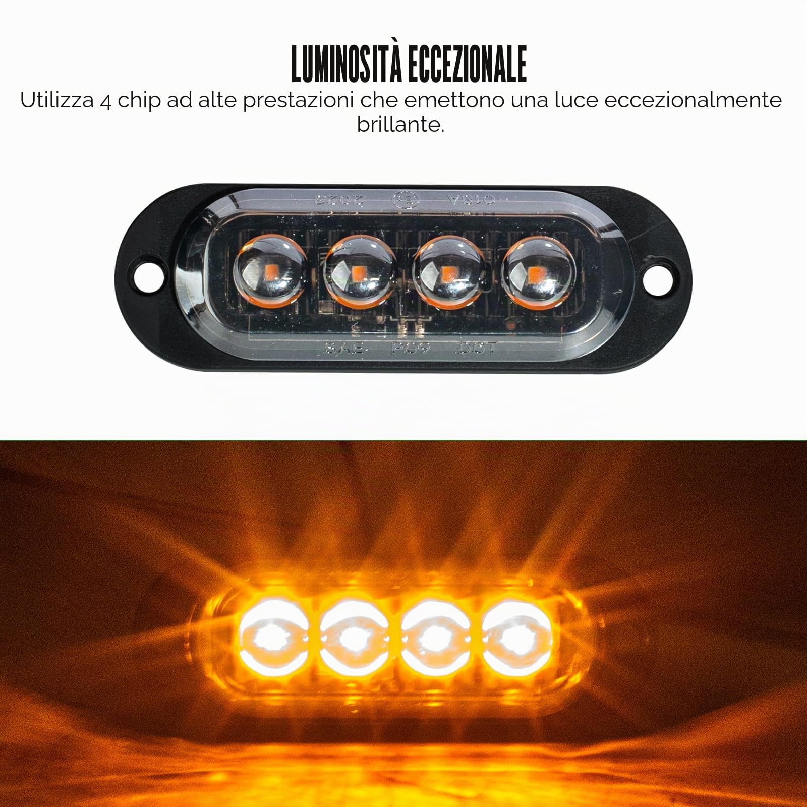Catekro 10x Luci Ingombro LED 12V-24V con 4 LED Impermeabile Giallo | Luci Ingombro Camper Ripetitori Laterali a Filo per Auto Indicatori Laterali Lente Affumicata per Camion Camper Furgone SUV