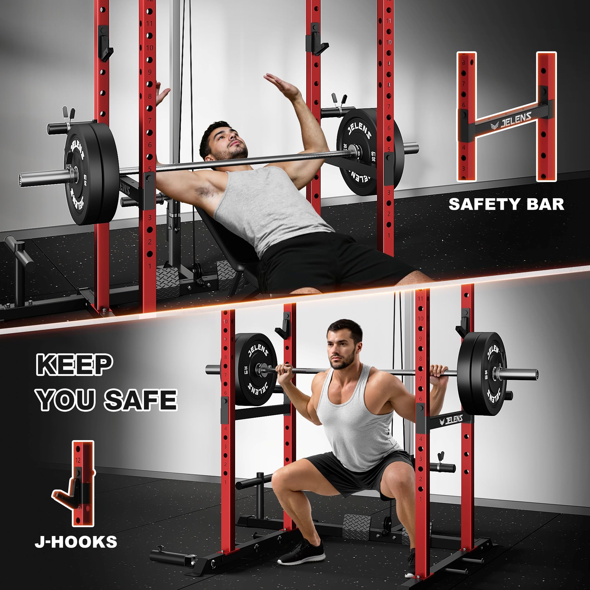 JELENS Power Cage - 2000LBS Home Gym Rack -4