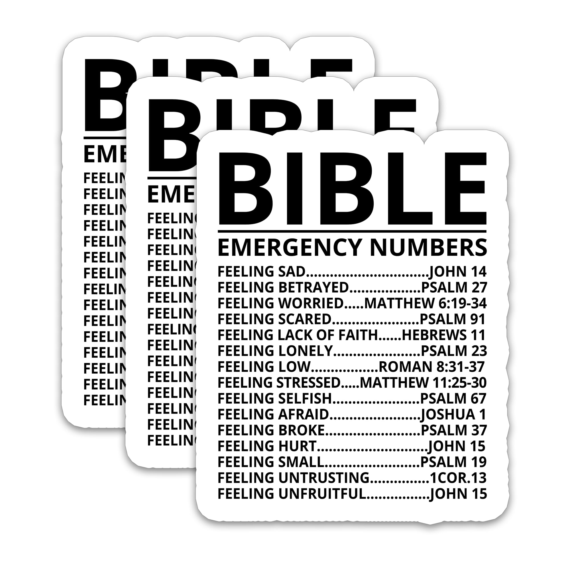 (3Pcs) Bible Emergency Numbers Sticker – Christian Faith Vinyl Decals, Religious Scripture Bible Verse Stickers for Laptop, Phone, Tumbler, Water