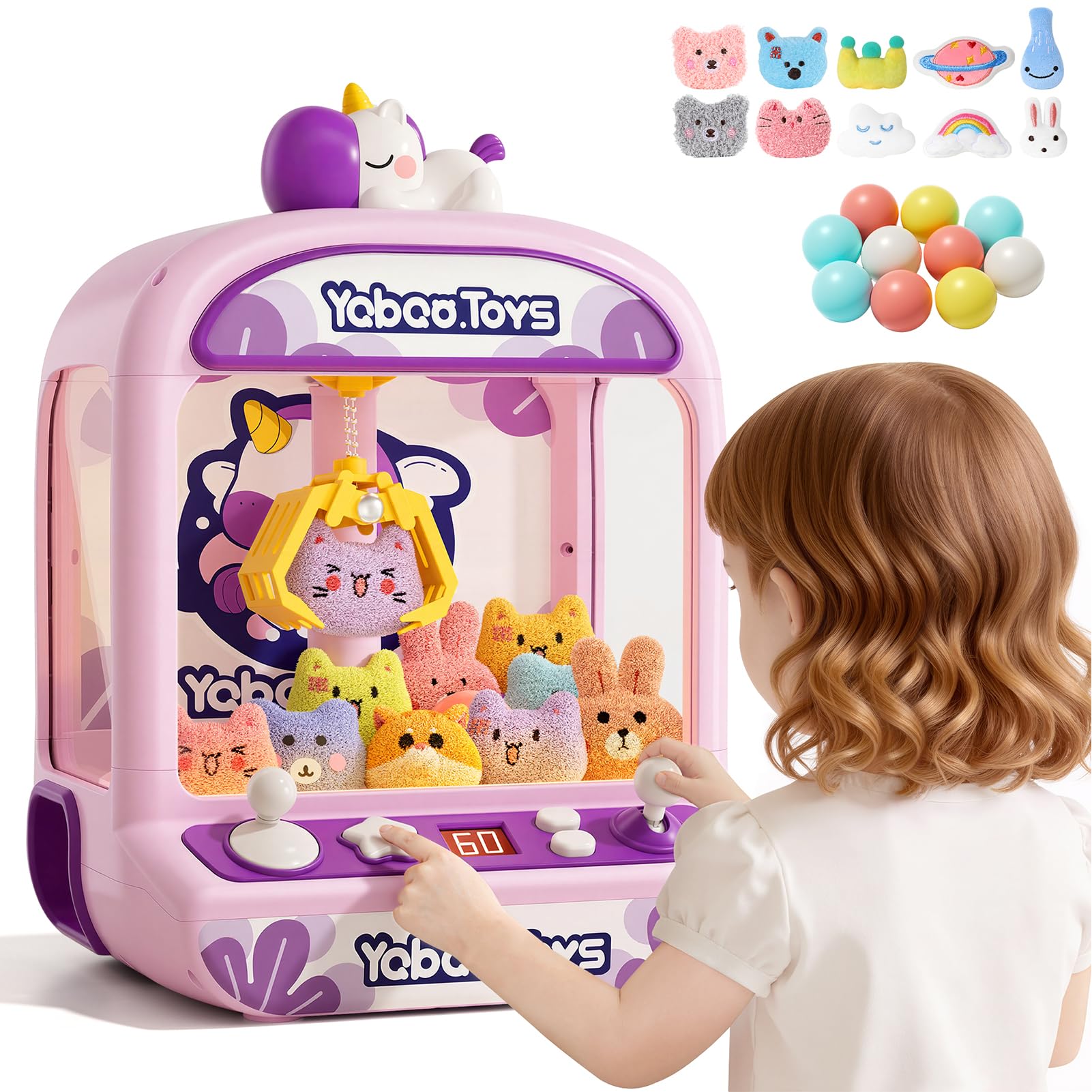 Machine à Pince pour Enfants, Distributeur de Bonbons Licorne avec Lumières Sonores, Jeu d'Arcade Jouet Fille 4-6 Ans