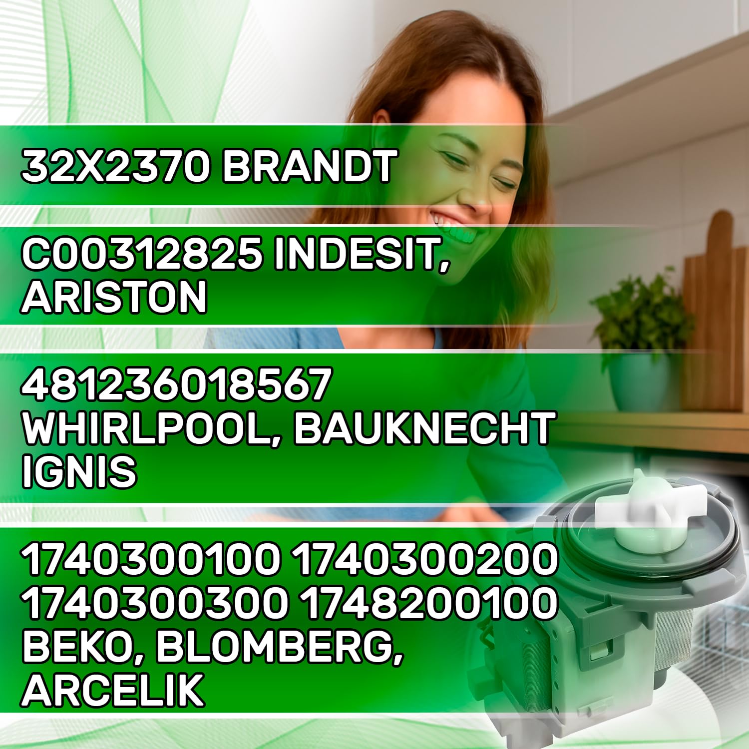 Ablaufpumpe für Geschirrspüler 30W 220/240V 50Hz 0,25A mit Originalcode 1740300100 1740300200 1740300300 1748200100 für Beko - Garantie 5 Jahre – ONIX TECH