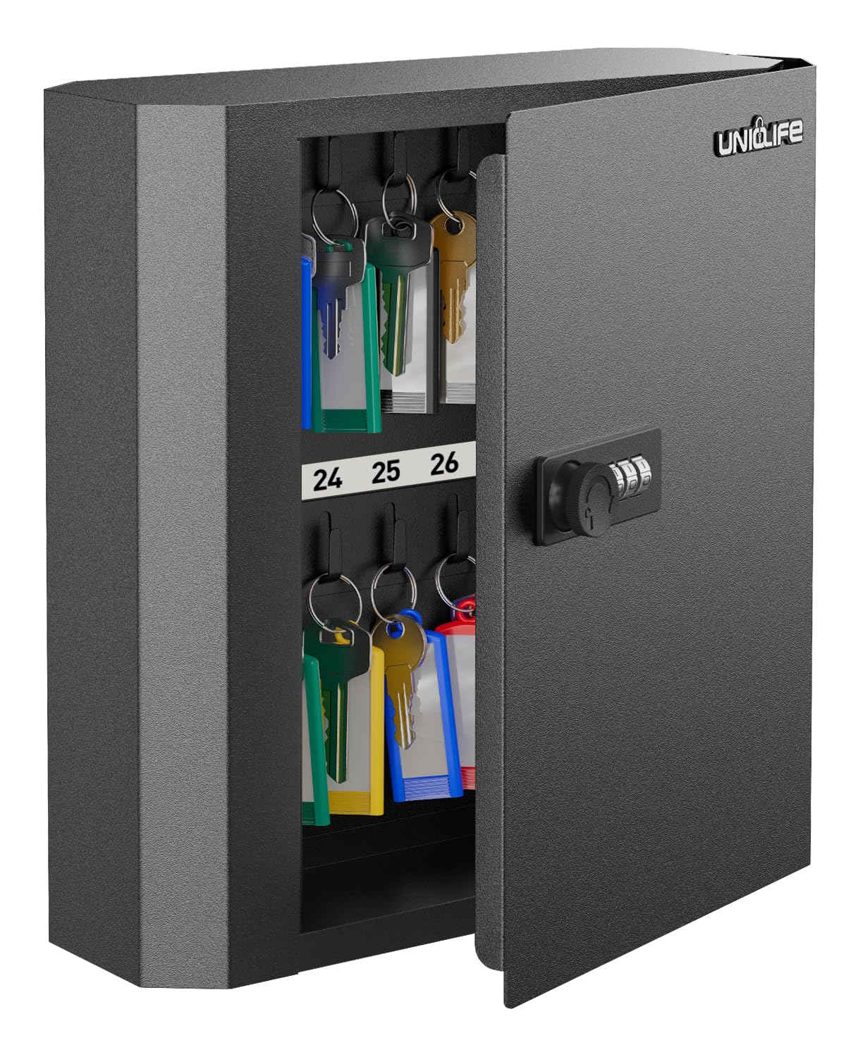 Uniclife Key Lock Box with Code, 30-Key Capacity, Black