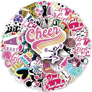 Cheerleading Stickers,Decorations DIY, 50PCs Sports Game Cheer Stickers for Laptop, Hydro Flask, Water Bottle, Waterproof Vinyl Decals for Cheerleaders, Girls as Gifts (Cheerleader)