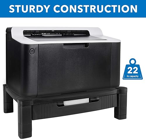 Miniatura 8 de Mount-It! Elevador de monitor con cajón | Soporte de monitor de altura ajustable con almacenamiento deslizante de tres filas | Elevador para