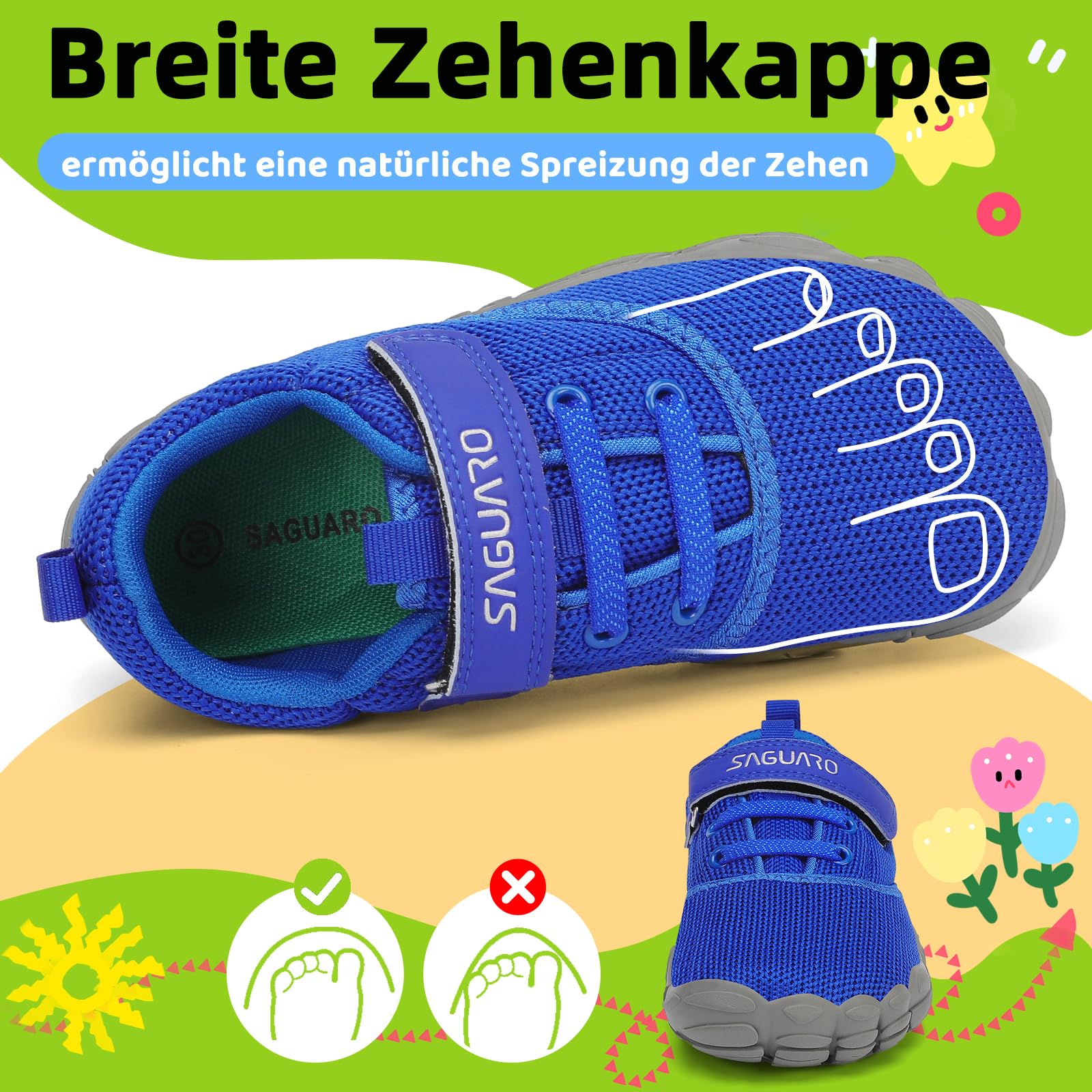 SAGUARO Kinder Barfußschuhe Leicht rutschfest Traillaufschuhe, Gr. 24-36
