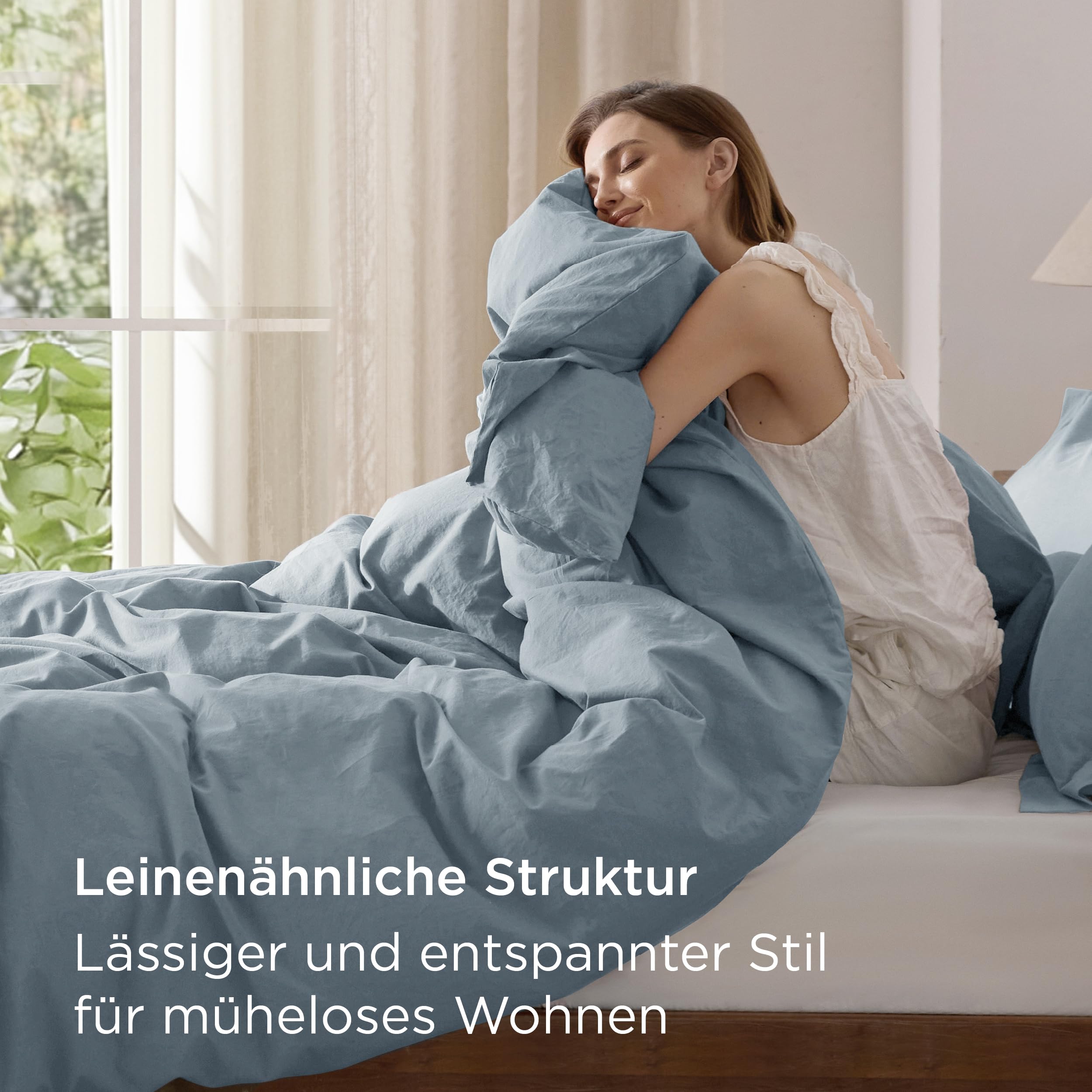 BEDSURE Beddengoedset 220 x 240 cm, 3-delig, met 2 kussenslopen van 80 x 80 cm, gemarmerd, voor tweepersoonsbed, met ritssluiting, zacht en strijkvrij, wit