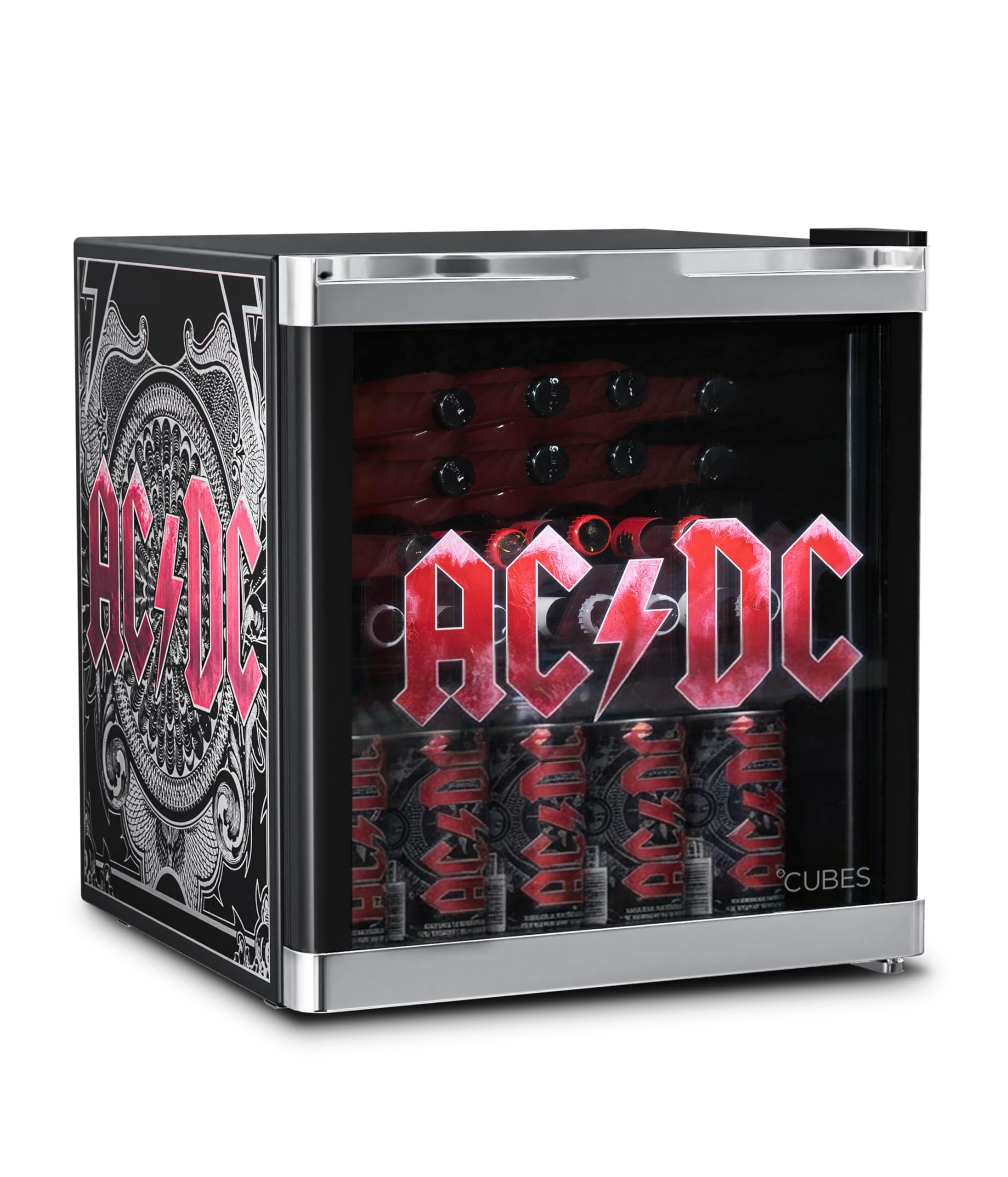 CUBES AC/DC Mini Kühlschrank 48 L Getränkekühlschrank mit Glastür wechselbarem Türanschlag leise 39 dB energieeffizient