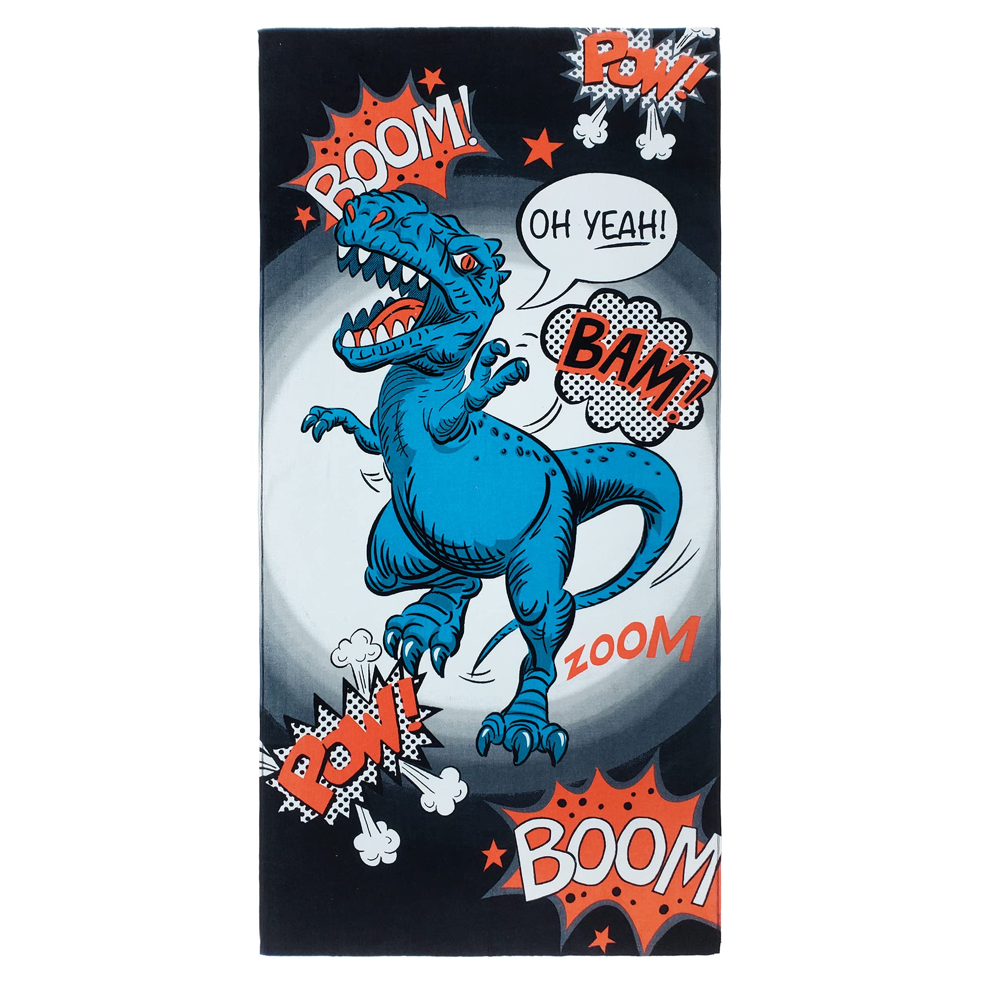Kaufman - Kids Beach Towels, 100% Soft, Plush Absorbent Cotton Velour, Large Size 30'' x 60'', Quick Dry Printed Beach, Pool and Bath Towel (Dinosaur,