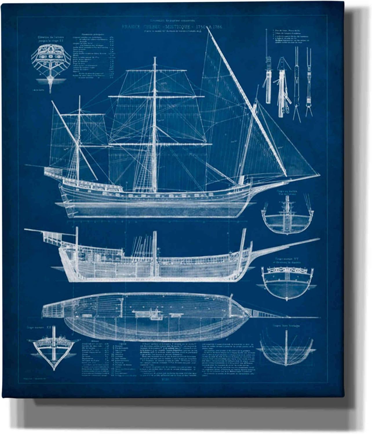Epic Graffiti 'Antique Ship Blueprint I' by Vision Studio Canvas Wall Art, 12"x16"