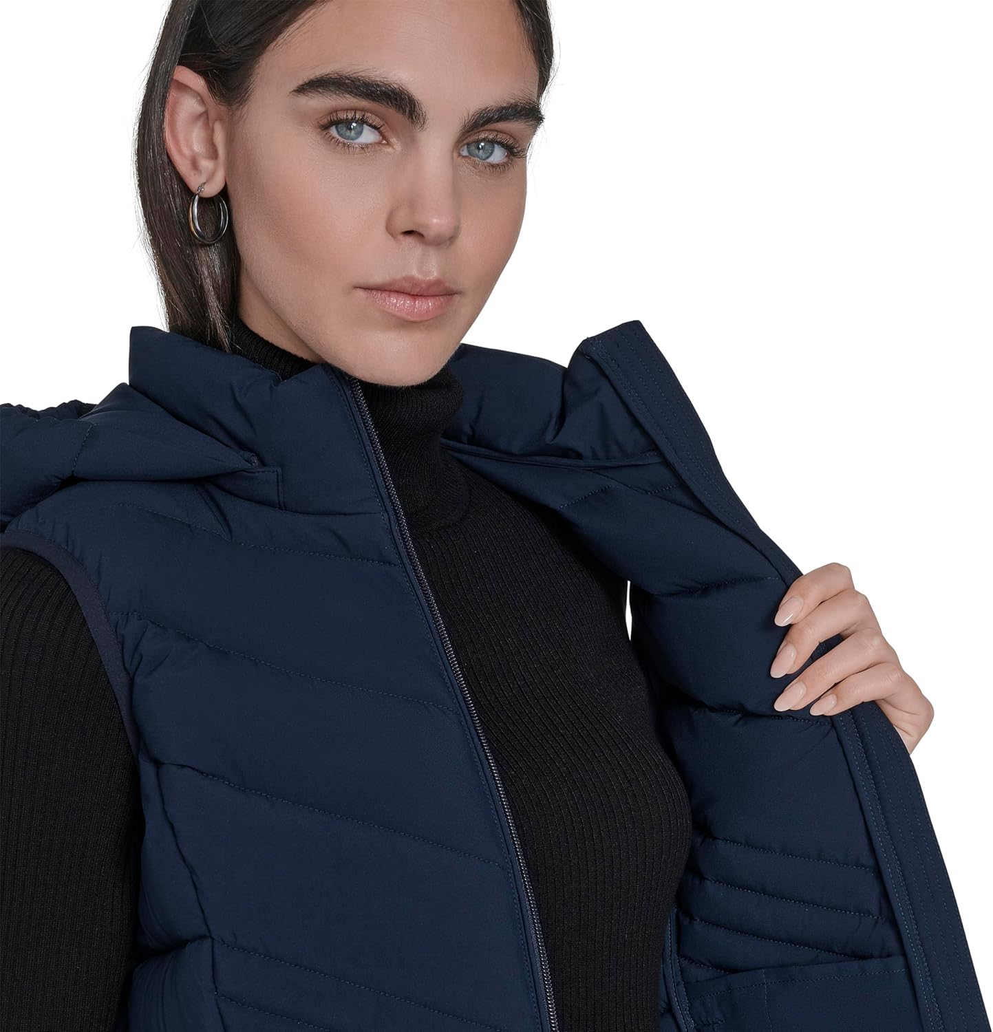 Calvin Klein Women's Lightweight Hooded Puffer Vest – Quilted Stretch Winter Outerwear With Zipper Pockets - Image 6