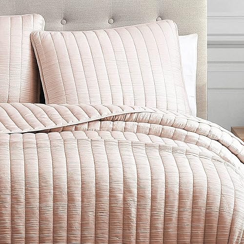 Miniatura 4 de Riverbrook Home Exclusivo juego de edredón de la colección de colcha, tamaño King, piedra lunar, rubor, juego de 2 piezas