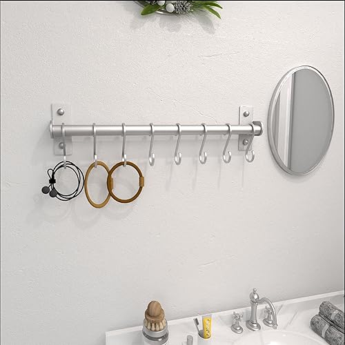 Miniatura 4 de Dseap Soporte para utensilios de cocina, soporte para ollas y sartenes montado en la pared, riel de cocina con 8 ganchos para colgar utensilios de