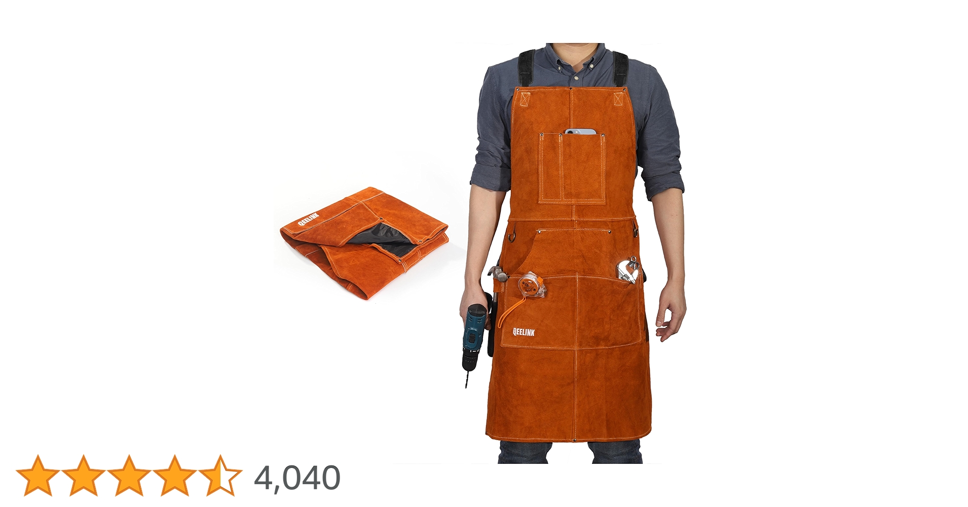 Amazon.co.jp: [QeeLink] 溶接エプロン 本革 作業エプロン 6つの