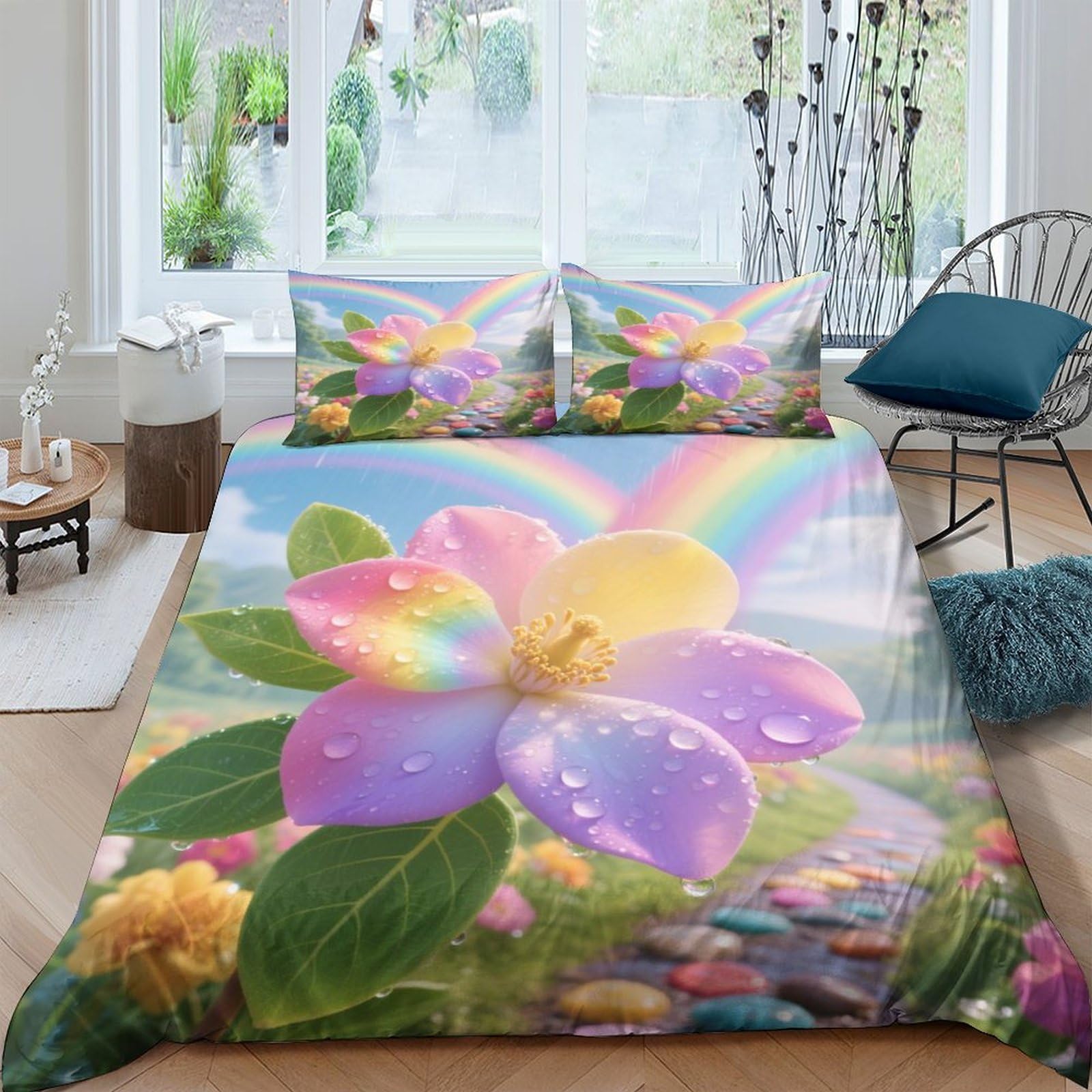 Housse de couette 3D 220x240 parure de lit microfibre avec taie d'oreiller pour ado