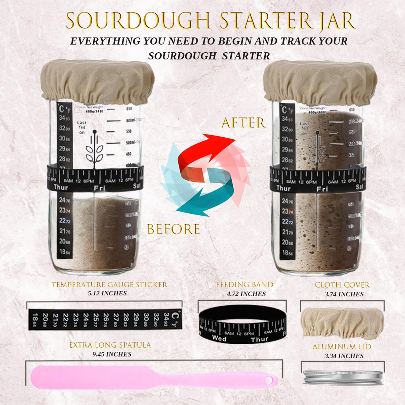 Kit per principianti a lievitazione naturale, accessori per la cottura del pane a lievitazione naturale, kit di lievitazione naturale, kit di strumenti e kit per la preparazione del pane, barattolo