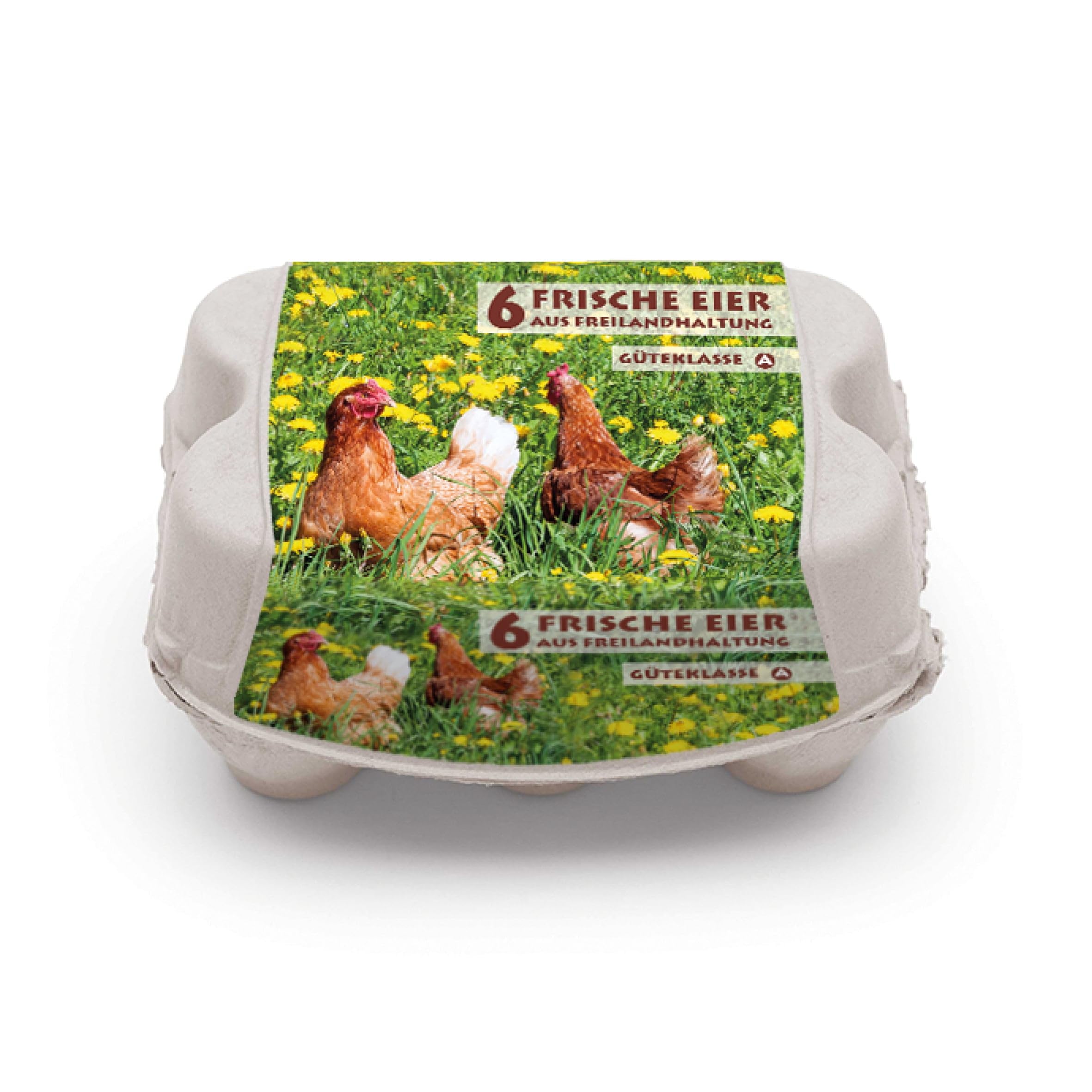ComPac 6er Eierschachtel naturweiß mit Freiland Etikett, Eierkarton für S-L, made in Germany - 190 Stück