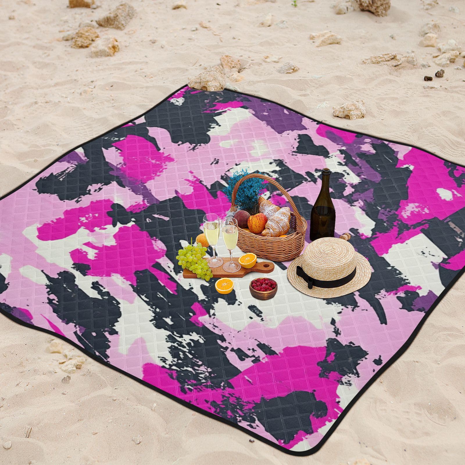 Army Hot Pink Camouflage Outdoor BlanketPackableOutdoor PartyBeach Matfor Ground
