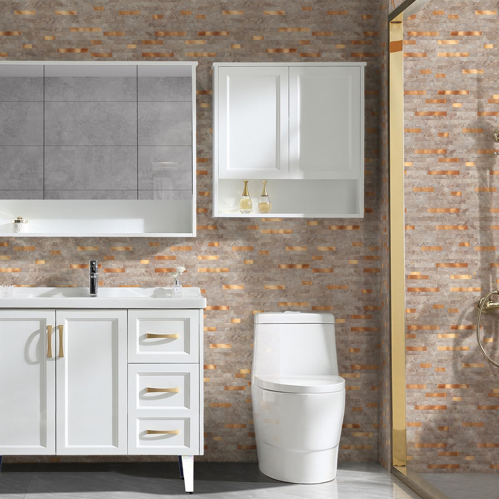 Midcard Azulejos adhesivos para salpicaduras de 10 hojas, para cocina, baño, lavandería, caravana, chimenea.