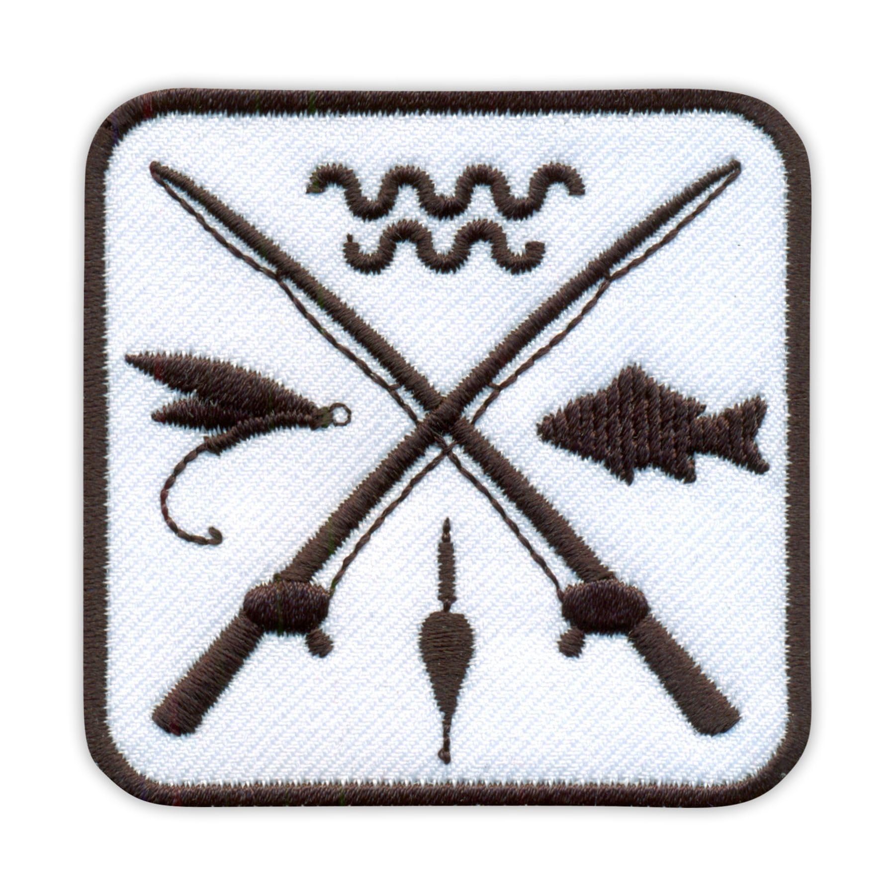 Patchion Crossed Fishing Rods - Water, bob Float, Fly, Fish - Sew-on