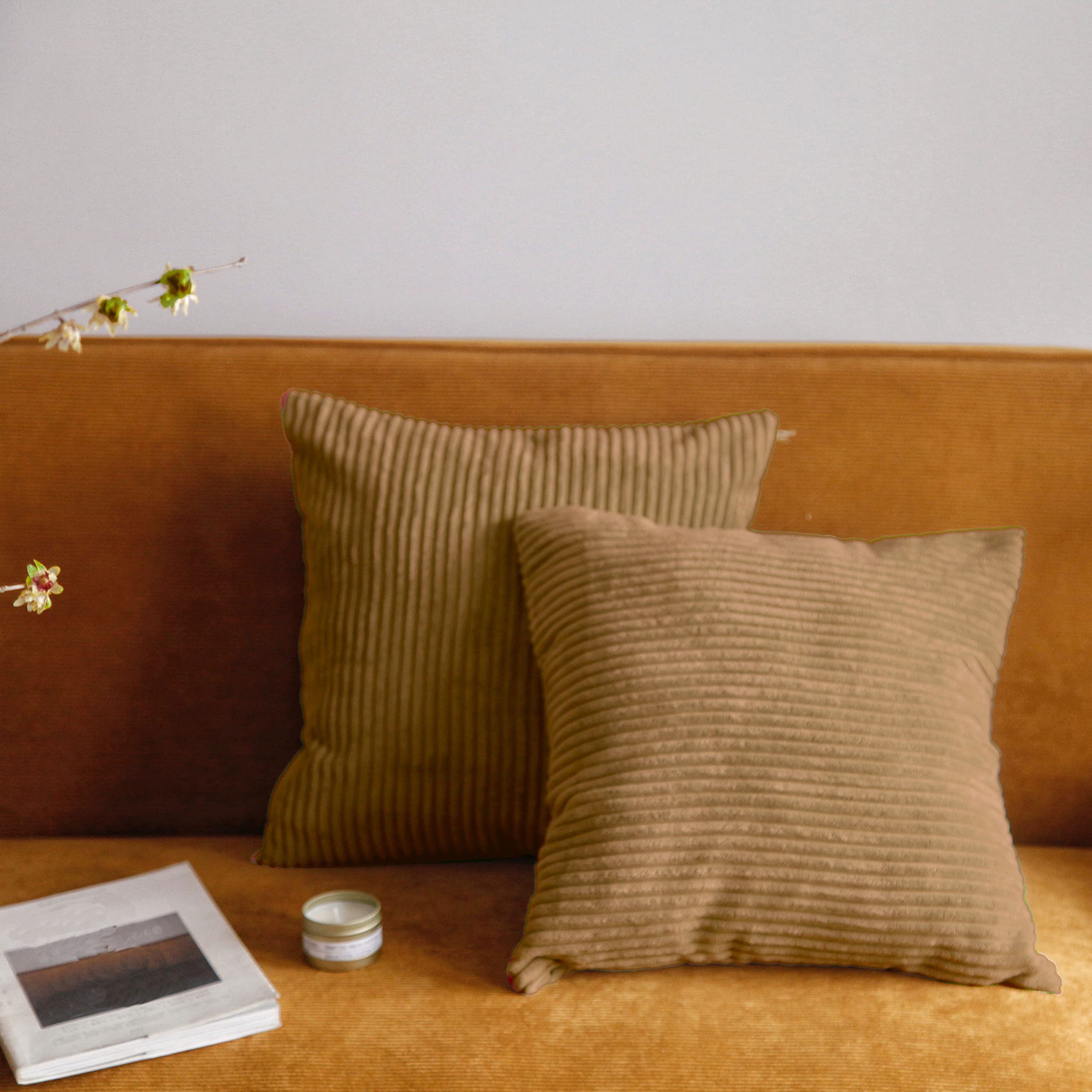 Pagnanno. Biscuit Set Of 4 Soft Velvet Cushion Covers 45X45cm(18X18 Inches) Corduroy Throw Pillowcases Cushion Covers For Chairs,Living Room,Bedroom With Invisible Zipper (18"X18" (Pack Of 4), )