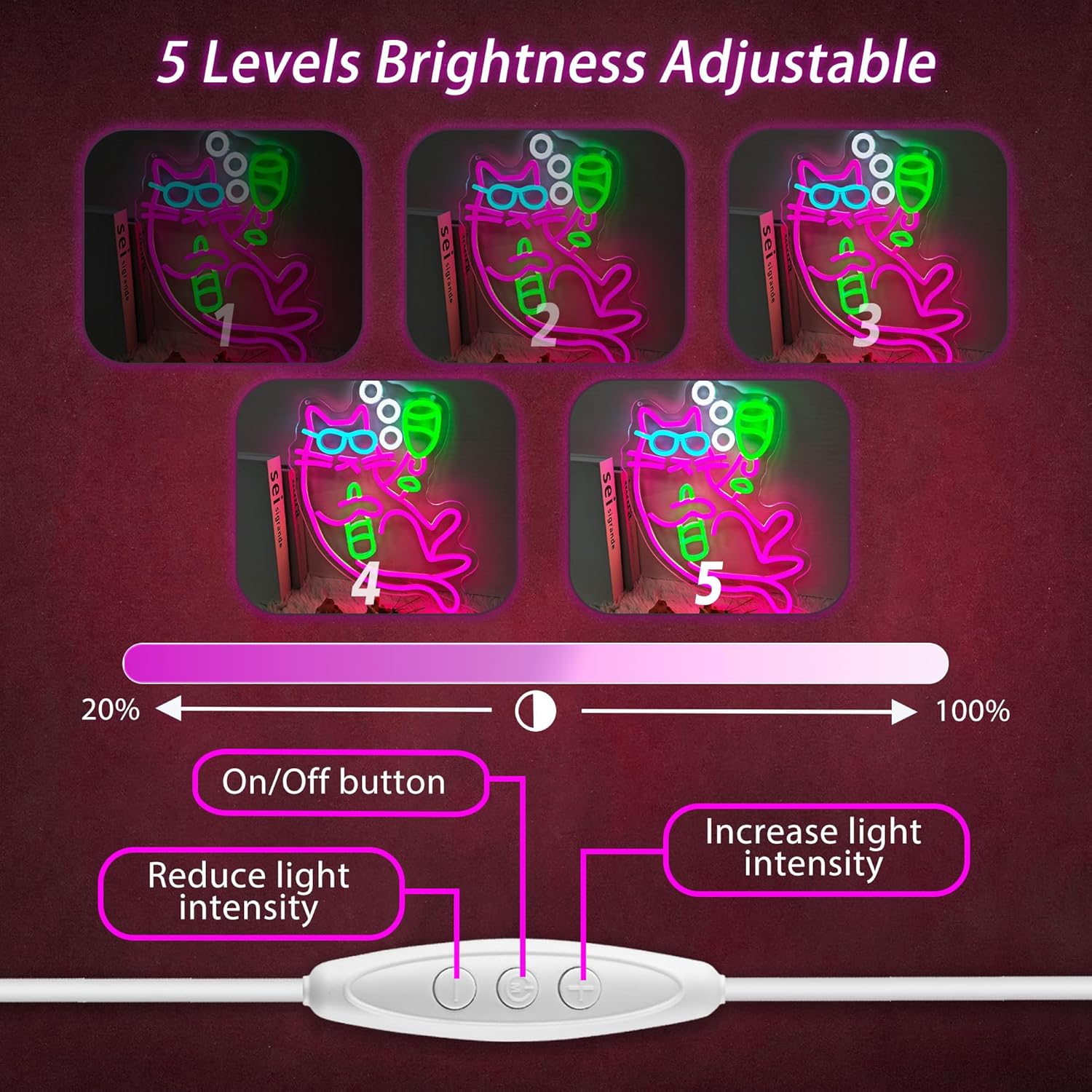 Cat Beer Neon Signs Cat Gifts for Men (Women) Home Decor Cat Beer Pink Led Sign Bar Light Up Signs for Bedroom Men Cave Decor Birthday Party - Image 5