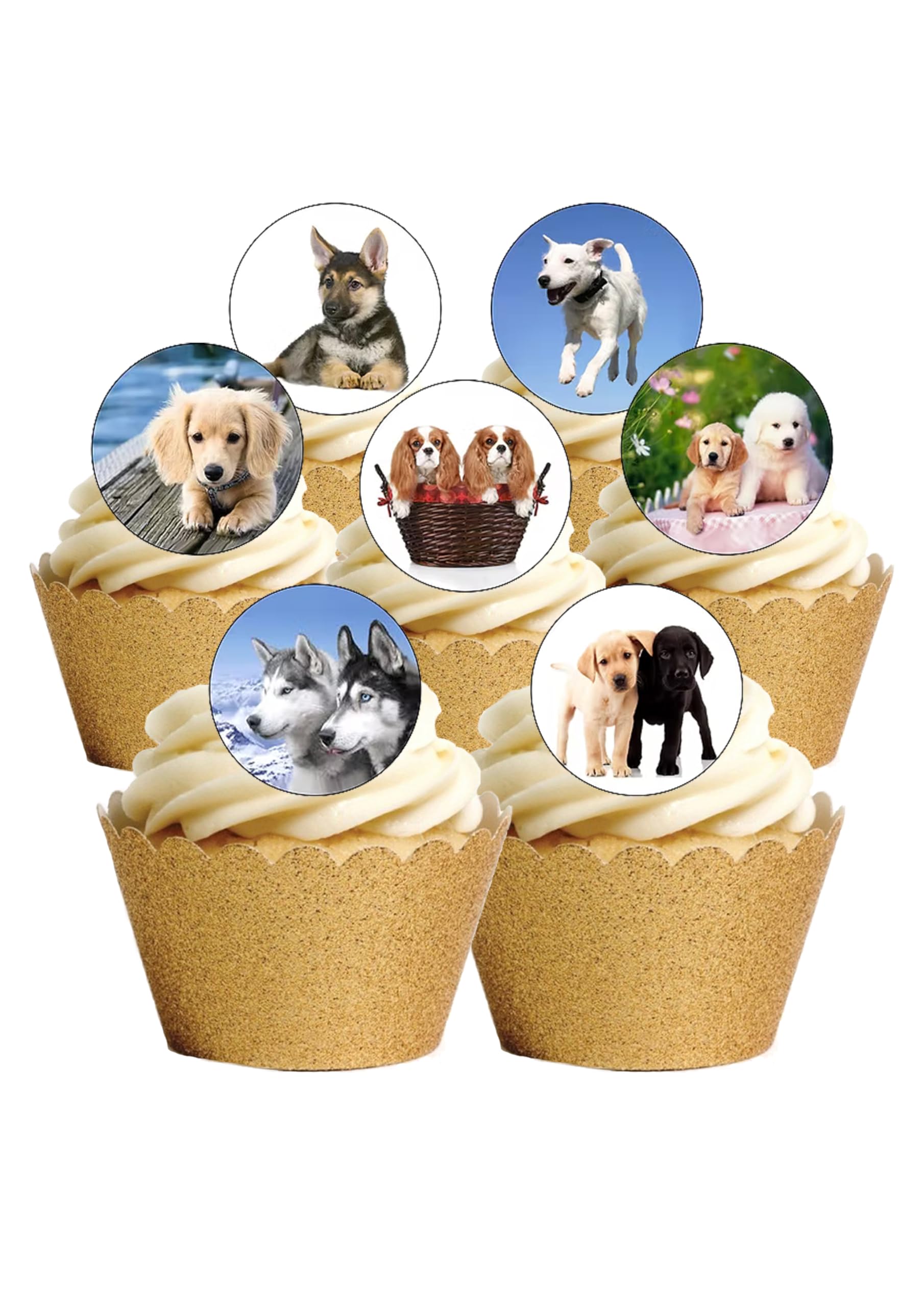 Top That White 24 Precut Cute Dogs And Puppies Edible Wafer Paper Cake Toppers Decorations