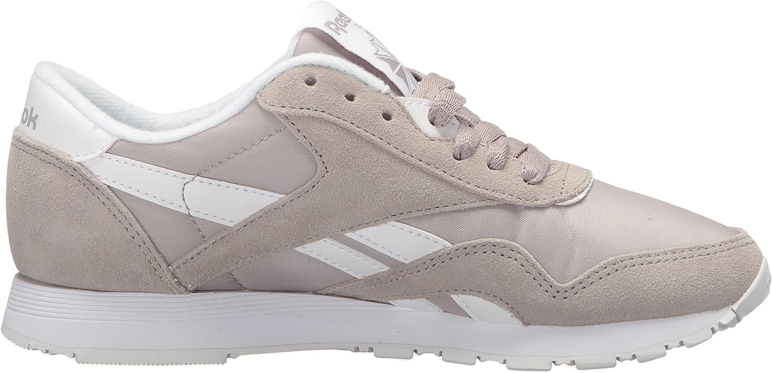 Reebok Men's Classic Nylon Sneaker, Whisper Grey/White, 4