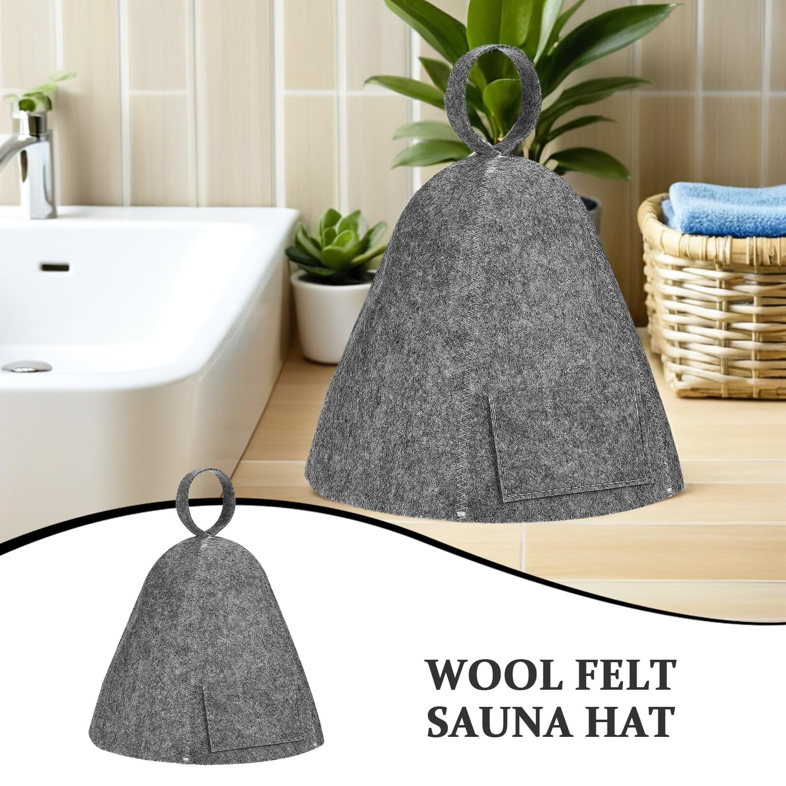 8 Stück Pack Wollfilz Saunahauben für Damen und Herren Saugfähige Verstellbare Filz Banjamützen In Grau und Weiß Weicher Haarschutz für Sauna Dampfbad und Badewanne