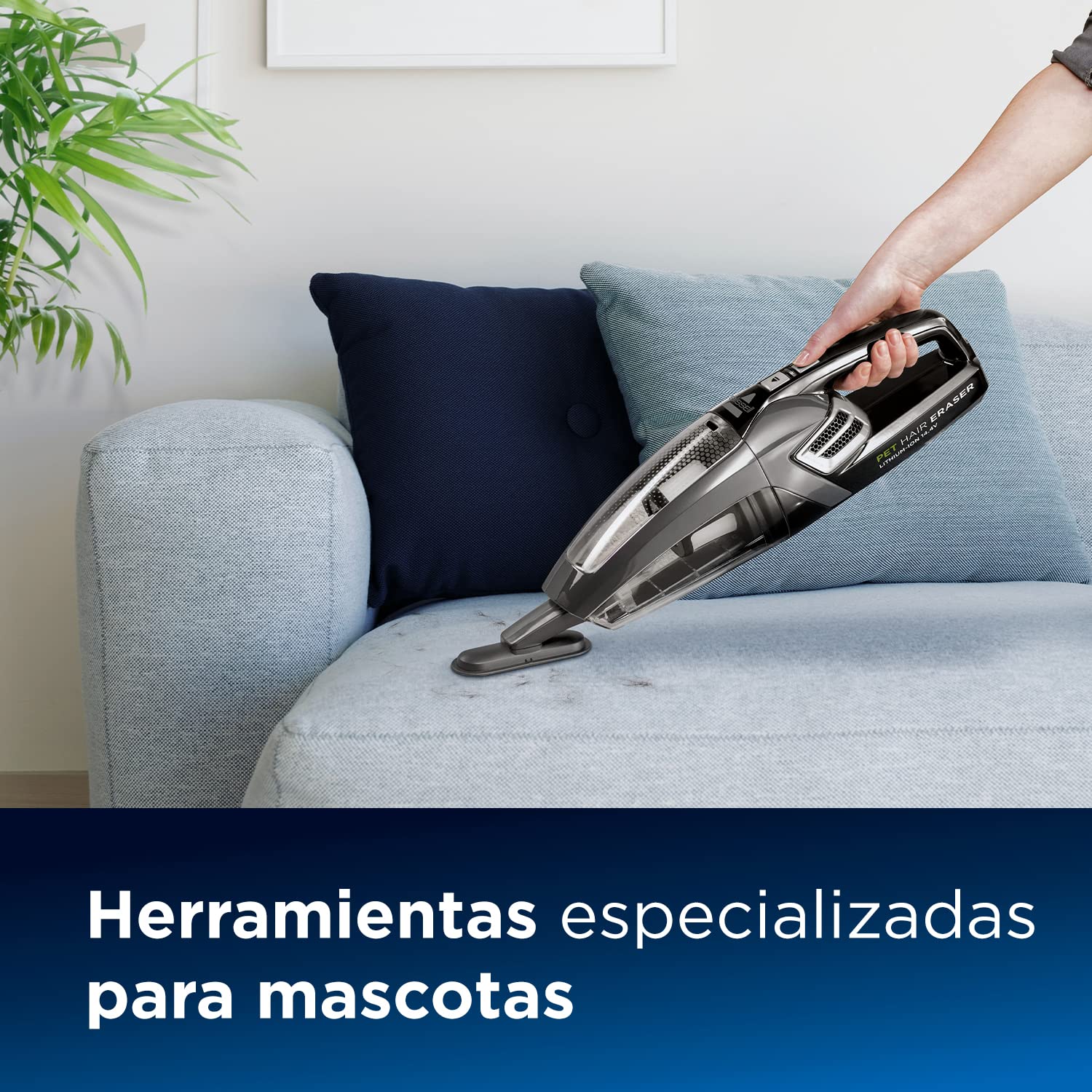 Bissell Pet Hair Eraser, Aspirador de Mano Sin Cable, Cepillo Giratorio, 14.4V, Combate el Pelo de Mascota y la Suciedad, para Sus Escaleras, Tapicerías, Coches y Alfombras, 68dB, Negro, 2278N