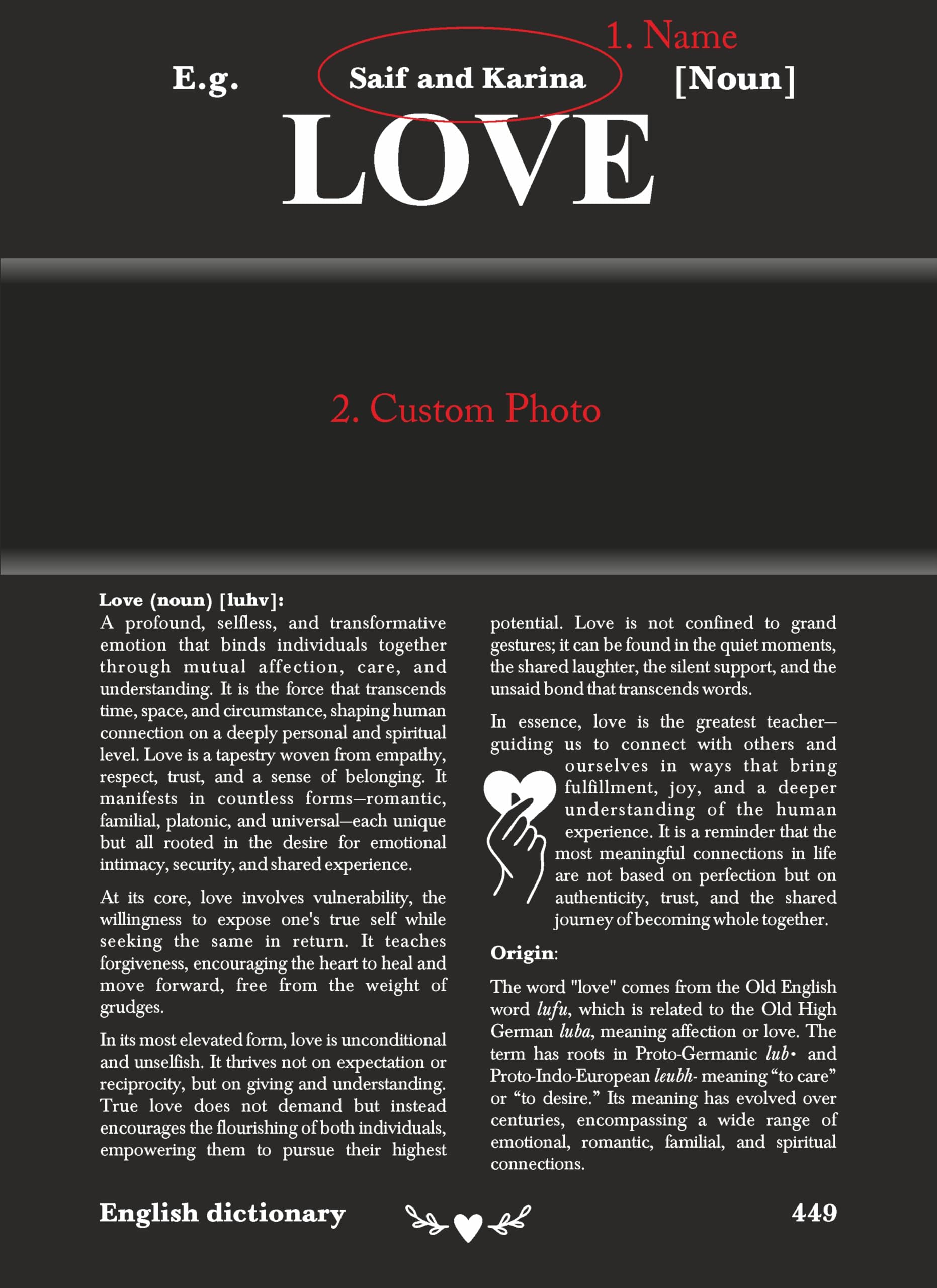 Custom Dictionary Love Frame – 9.25 x 12.8 inch Personalized… – view 6