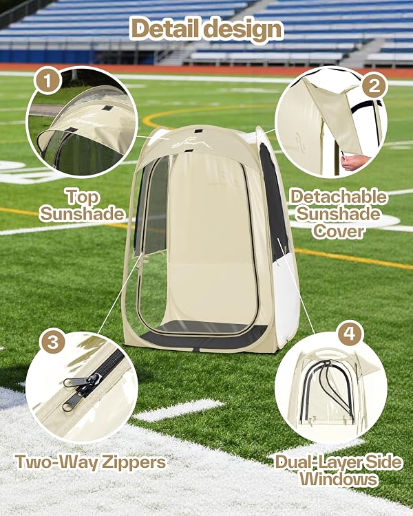 Sportneer XL Clear Pop Up Sports Tent, 46" L x 46" W x 63.5" H Spacious Outdoor TPU Shelter for 1 Adult & 1 Child, Warm All-Weather Bubble Pod with Instant Setup, Wind & Rain Guard for Spectators by Sportneer - Image 5