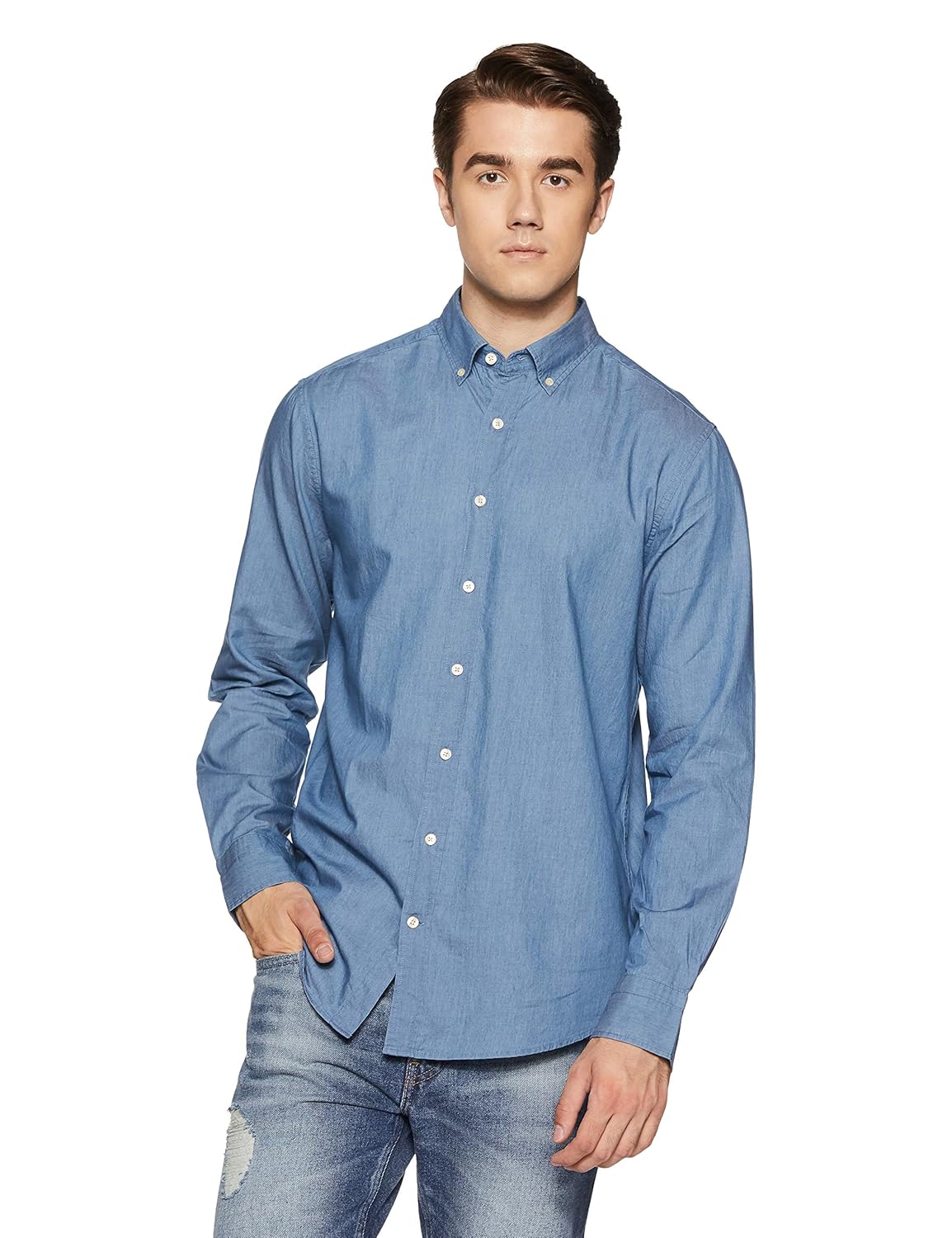GANT Men's Solid Regular Fit Casual Shirt (GMSMF0112_Medium_Indigo) Amazon.in Clothing