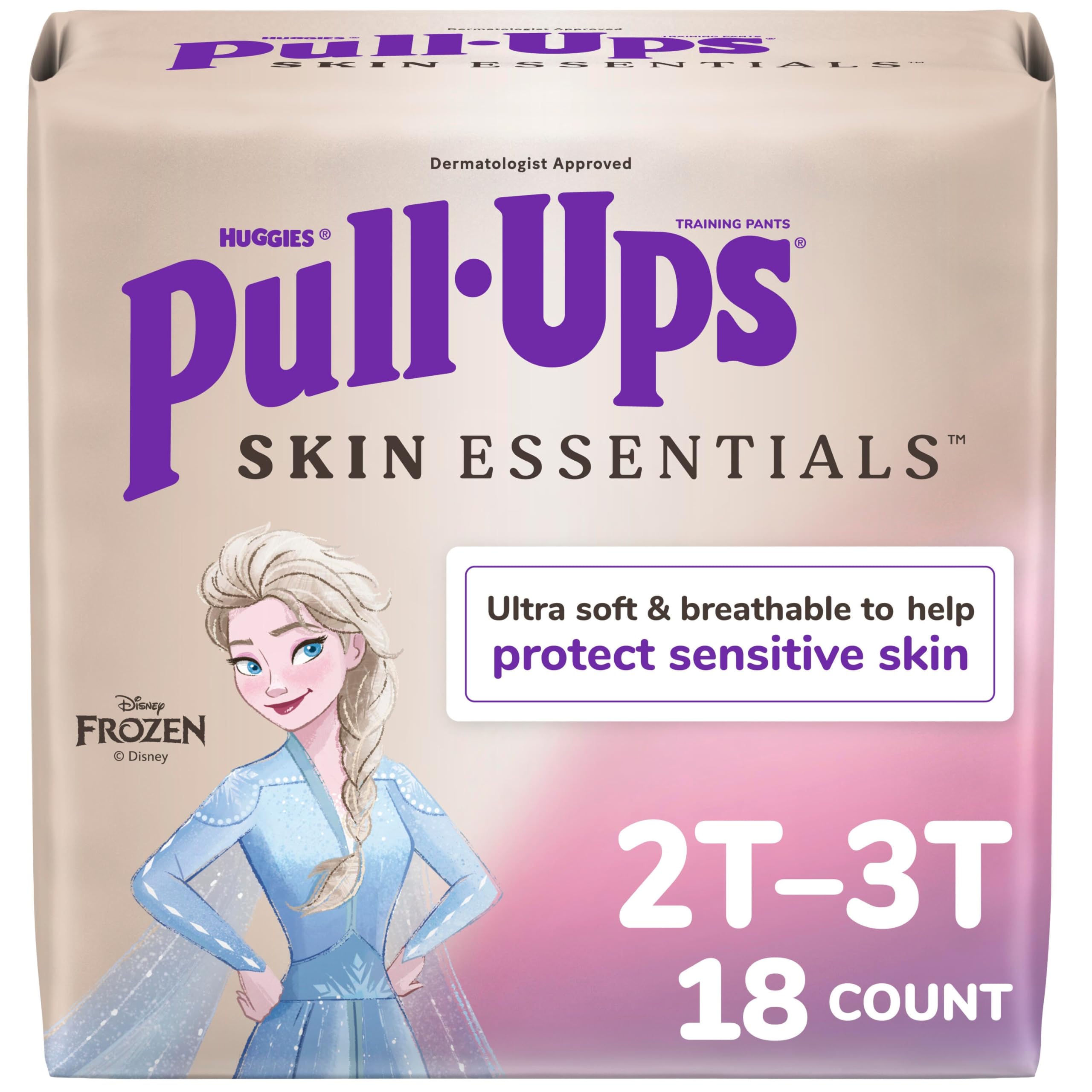 Pull-Ups Girls' Skin Essentials Potty Training Pants, Training Underwear, 2T-3T (16-34 lbs), 18 Ct
