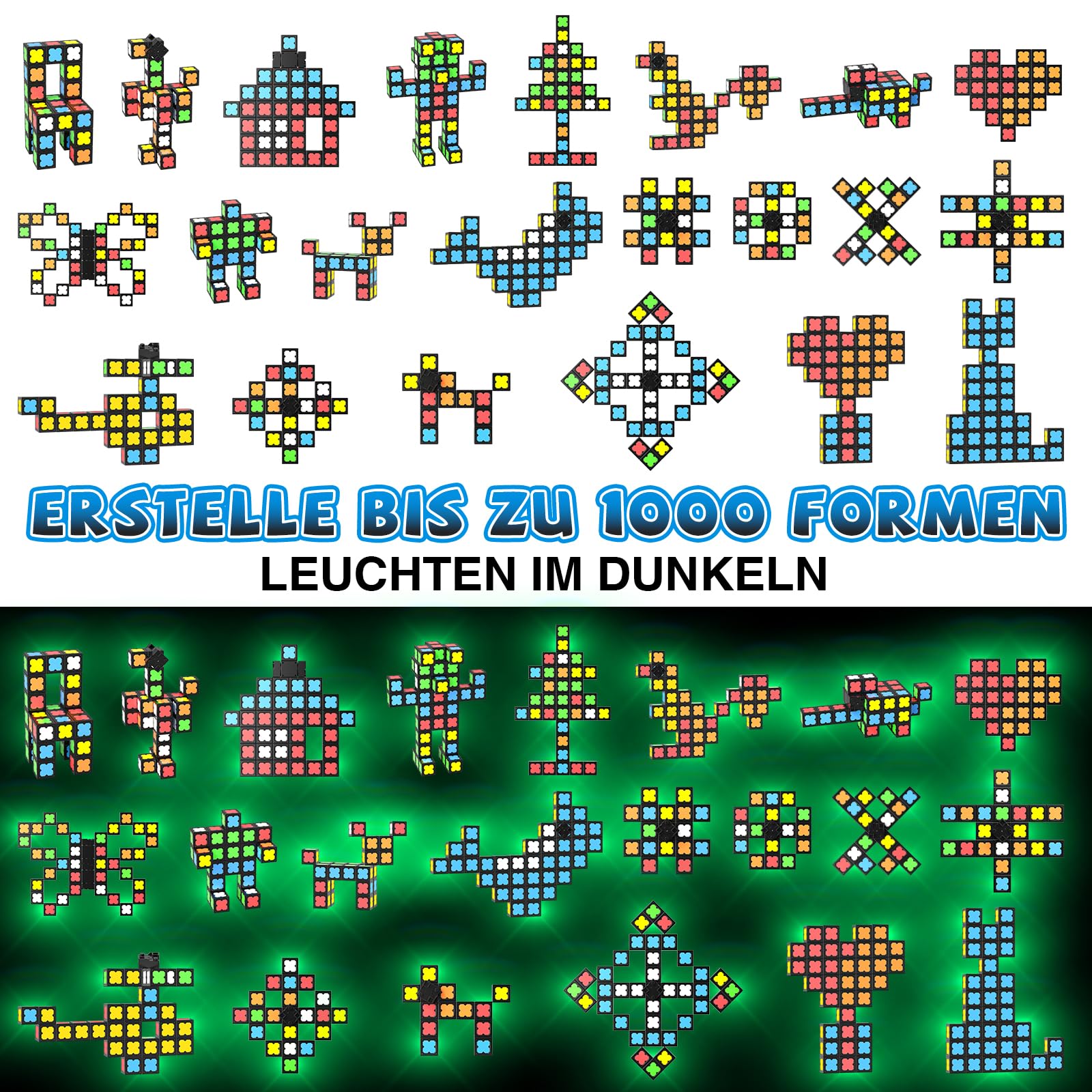 Magnetische Fidget Toys Kinder Teen Erwachsene, Fidget Spinner mit 36 im Dunkeln Leuchtenden Magnetische Bausteine, DIY Kreative Magnete Spielzeug Geschenke für Adhs, STEM Kinder Sensorik Spielzeug
